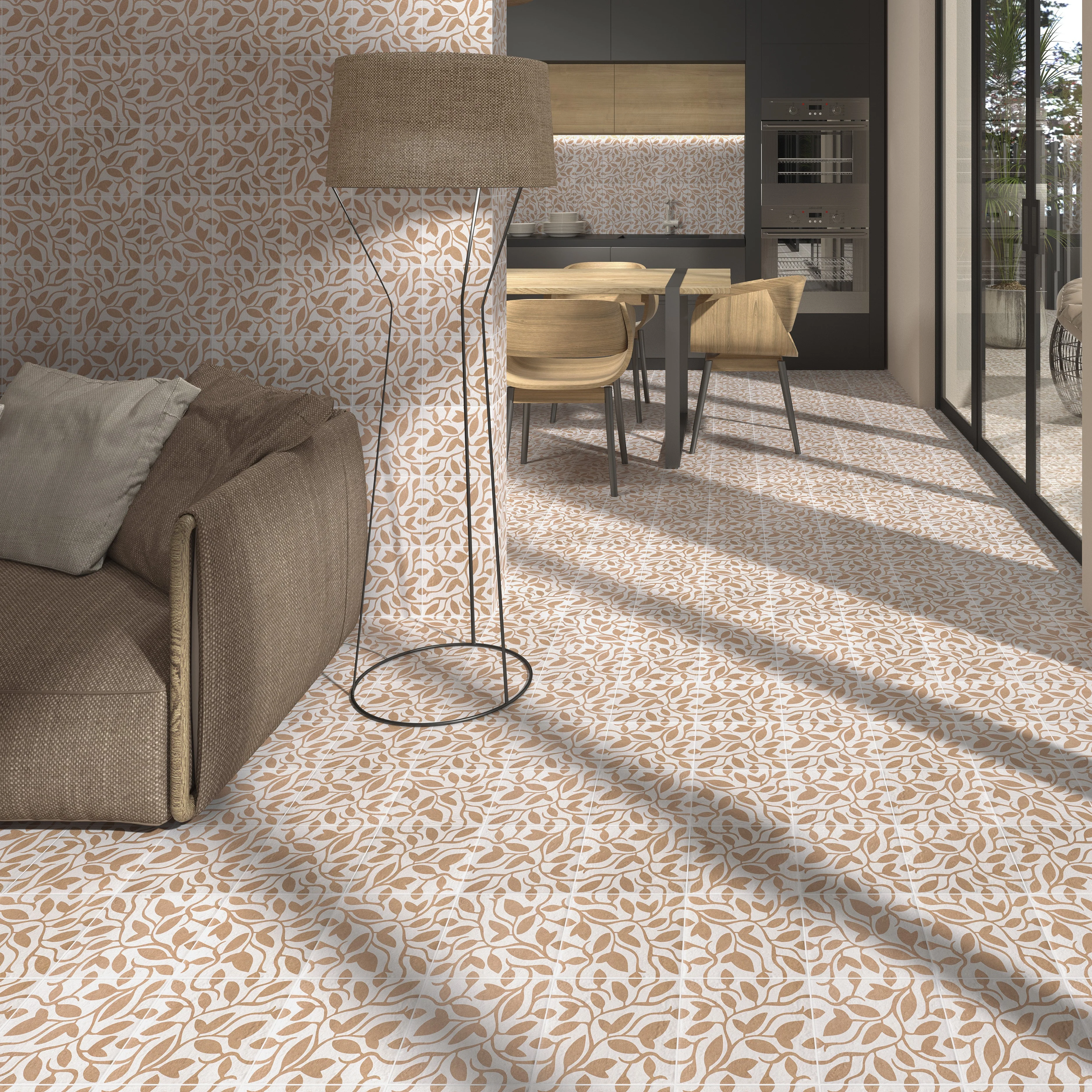 Décor Vine Terracotta Porcelain Square Tile