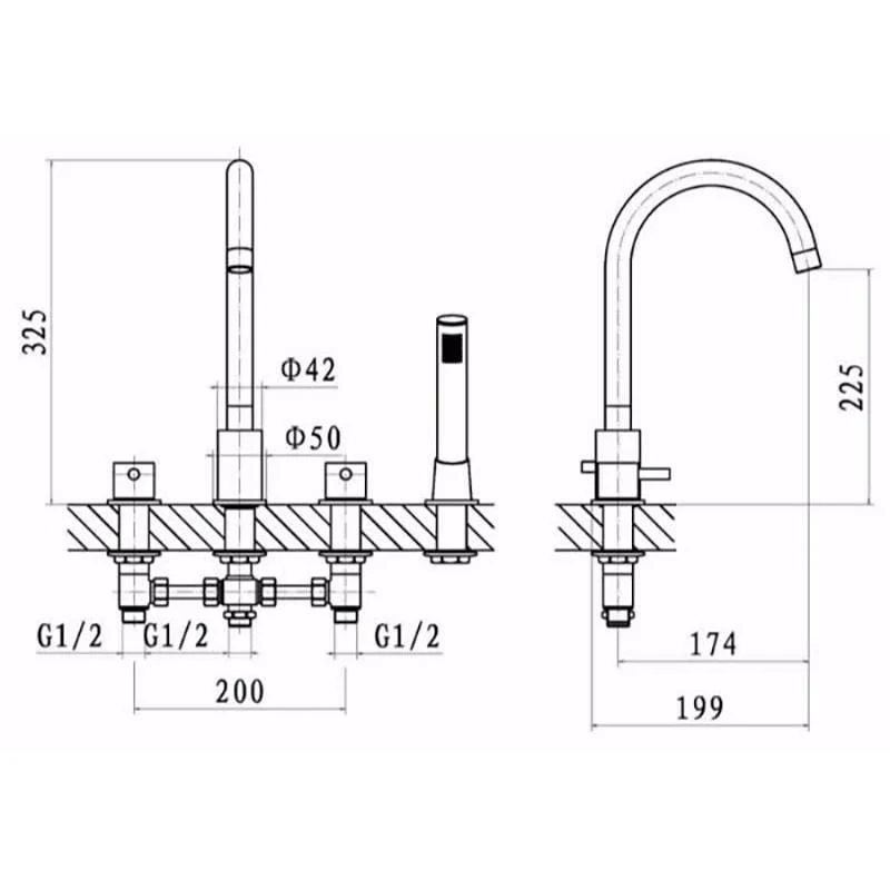 Design 4-Hole Bath Shower Mixer Tap - Image 2