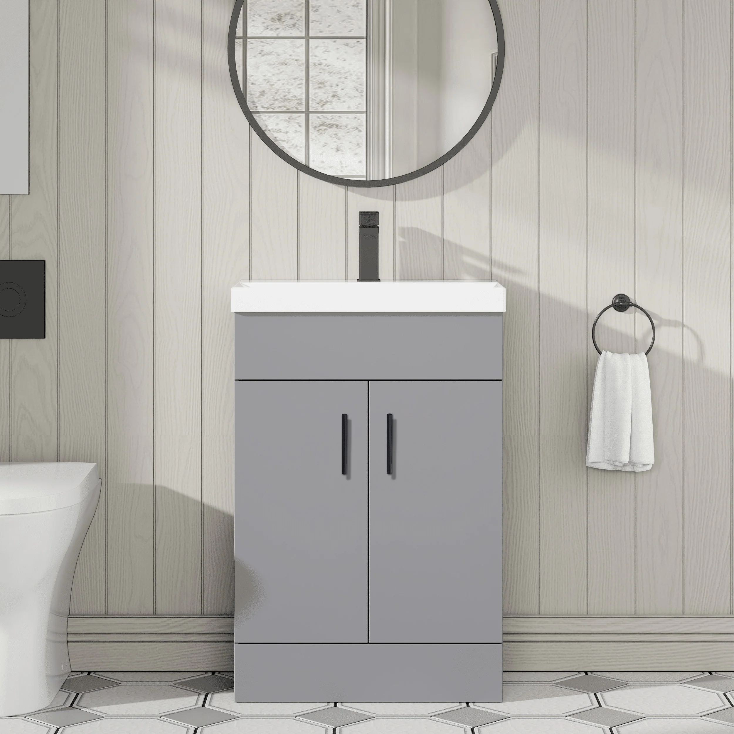 Dulin Floor Standing Vanity Basin Unit - Satin Grey - Image 3