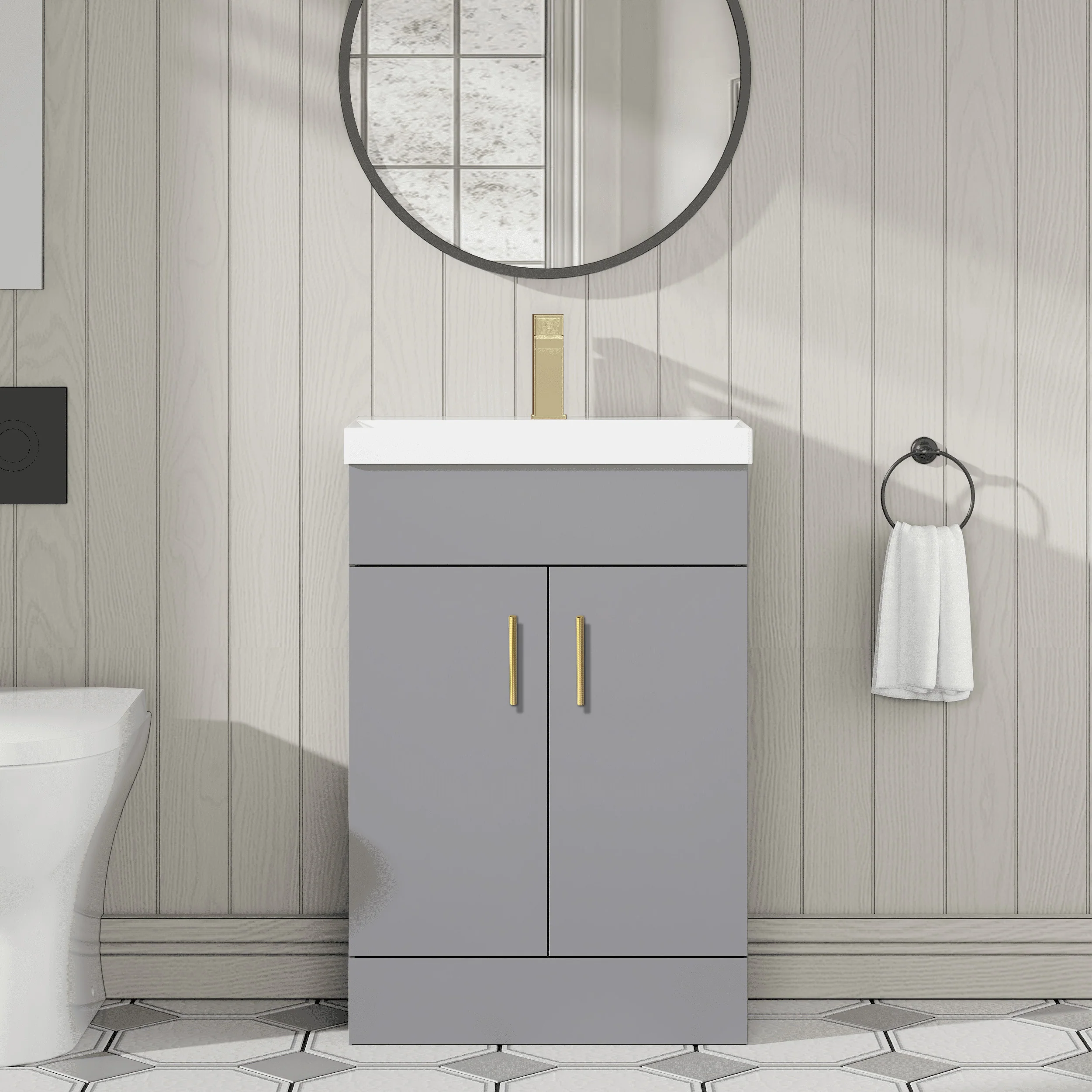 Dulin Floor Standing Vanity Basin Unit - Satin Grey - Image 4