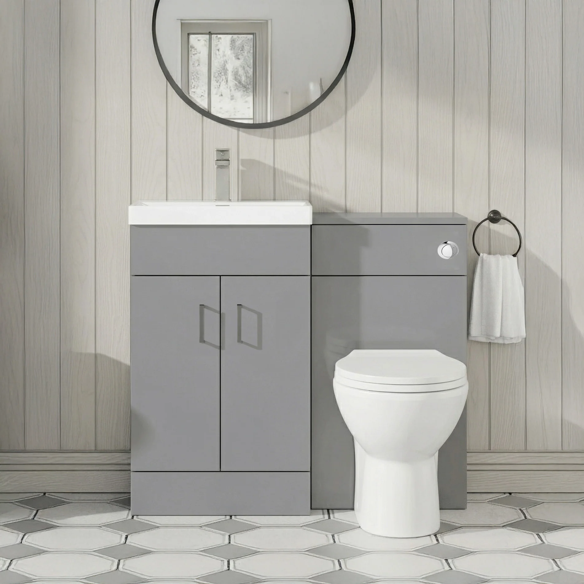Dulin Floor Standing Vanity WC Combination Pack - Satin Grey - Image 3