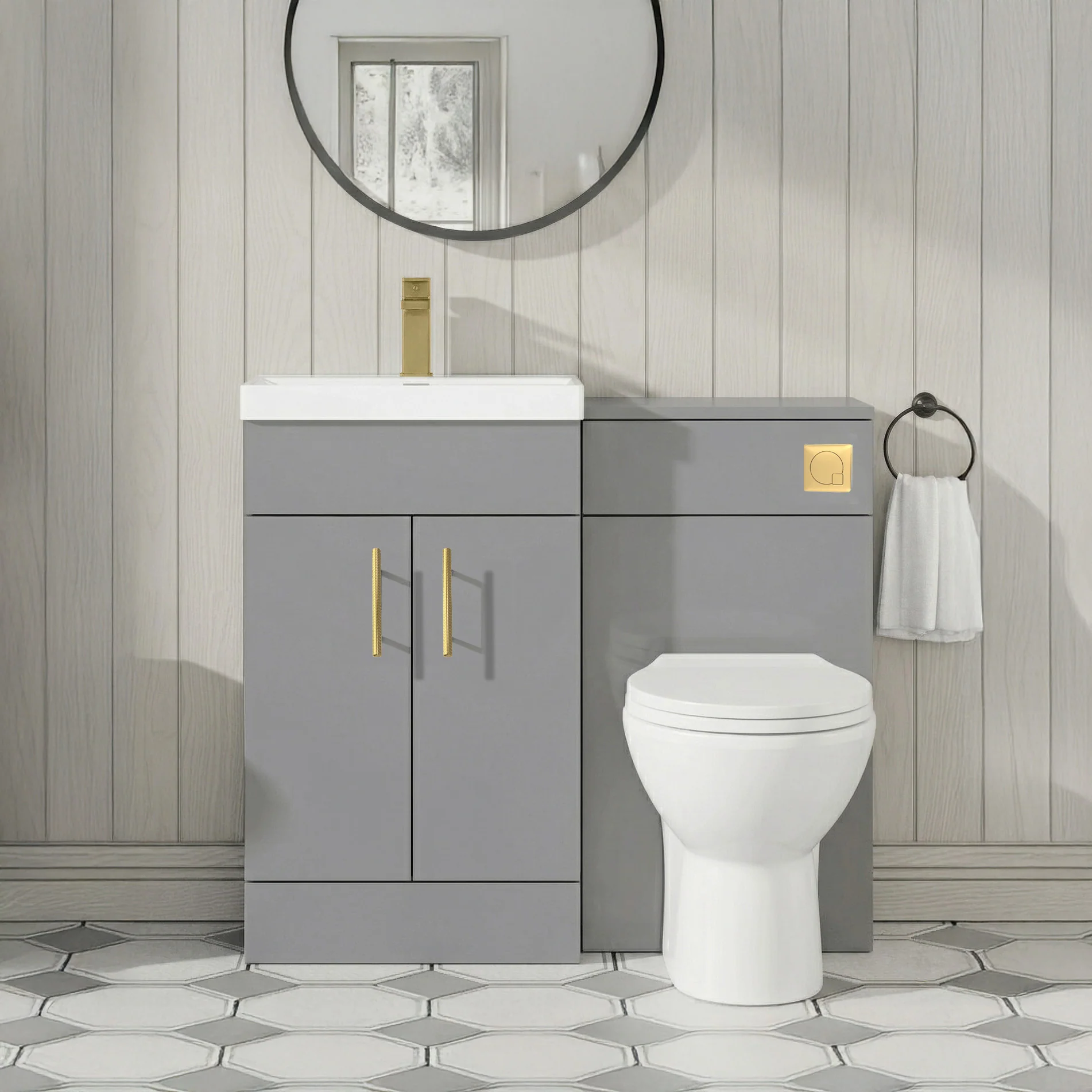 Dulin Floor Standing Vanity WC Combination Pack - Satin Grey - Image 4