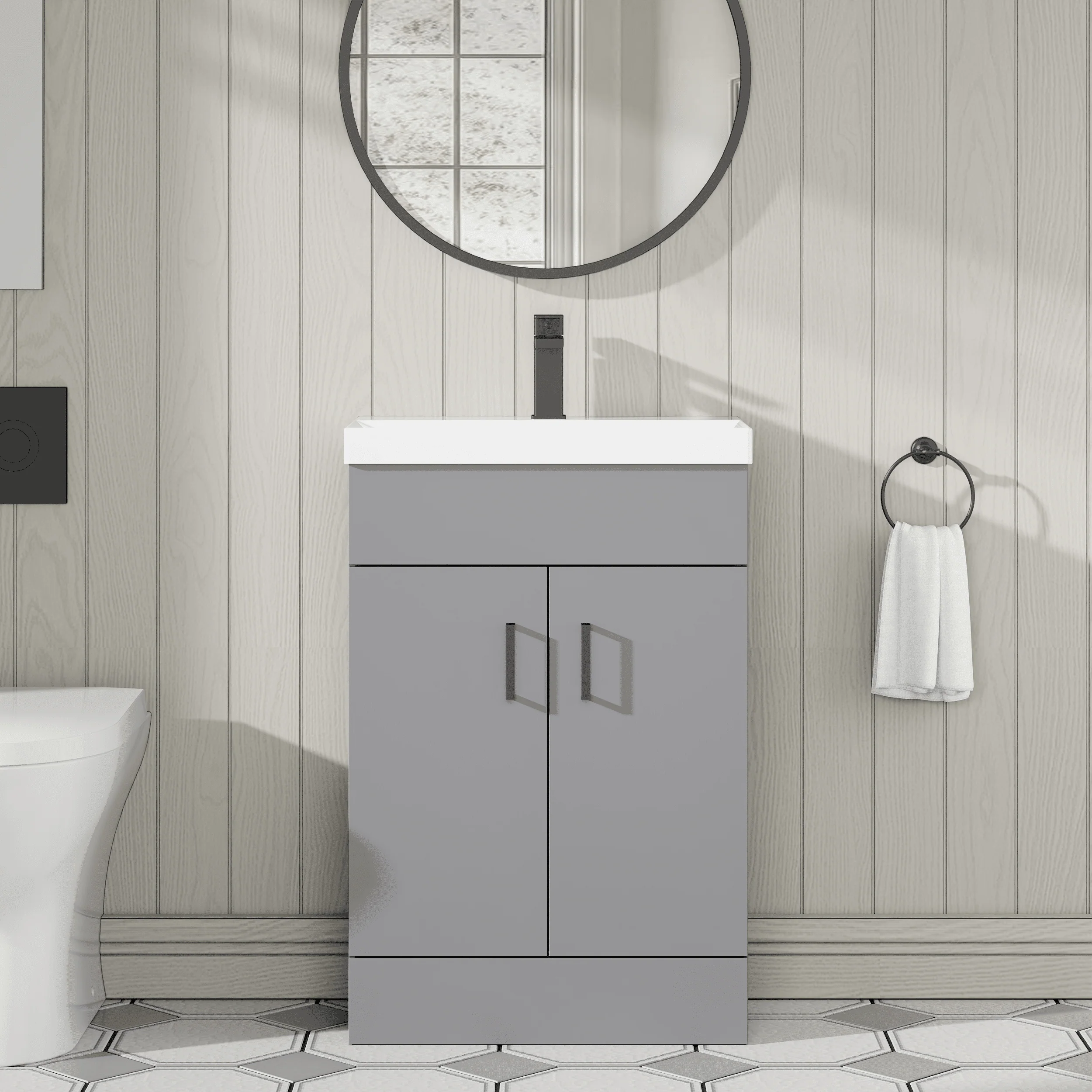 Dulin Floor Standing Vanity WC Combination Pack - Satin Grey - Image 5
