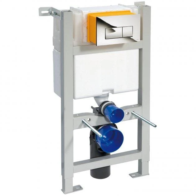 Duo Mid-Height Wall Hung Toilet Frame with Dual Flush Concealed Cistern - Square Flush Plate
