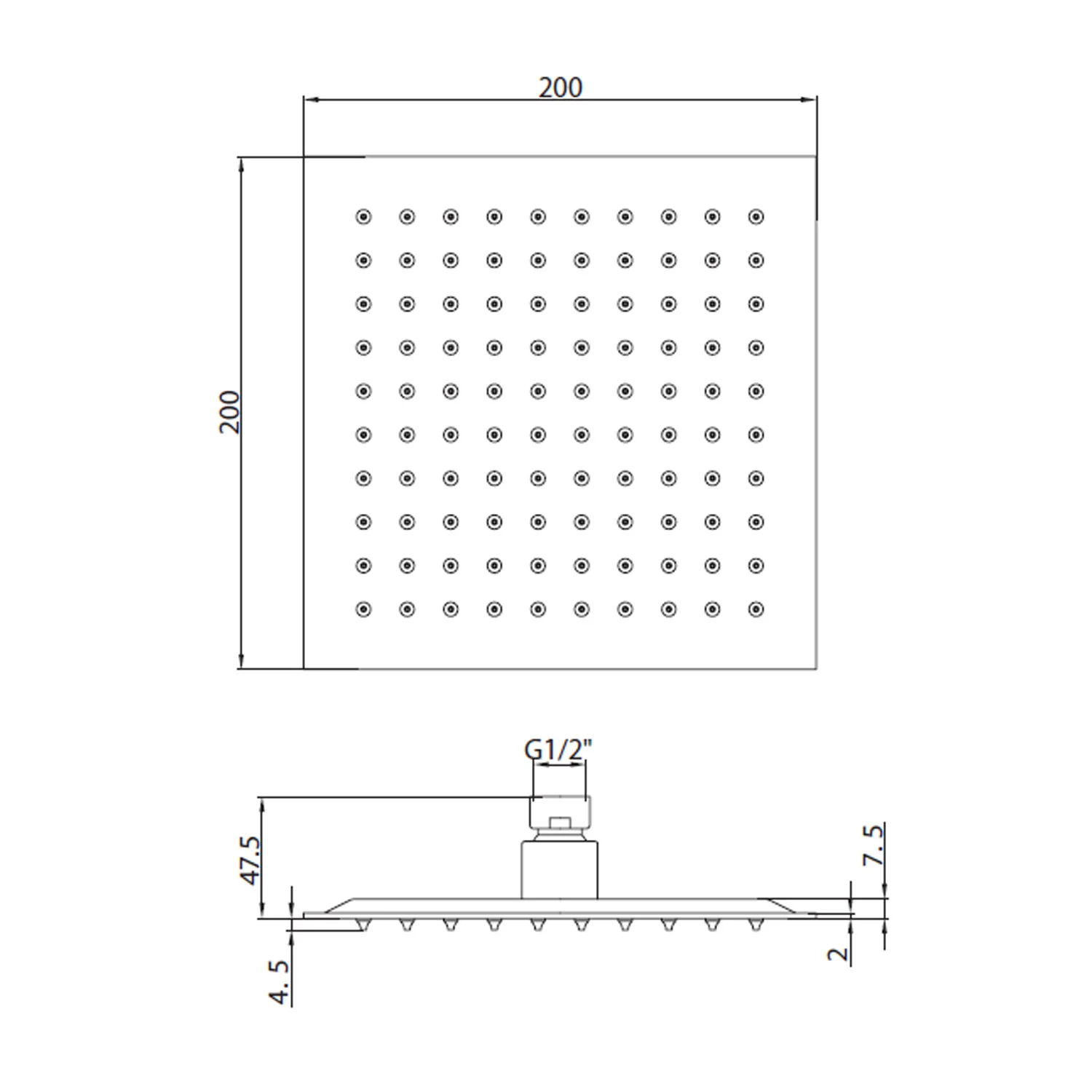Eclipse Matt Black Concealed Thermostatic Triple Valve Kit with Square Shower Head - Image 5