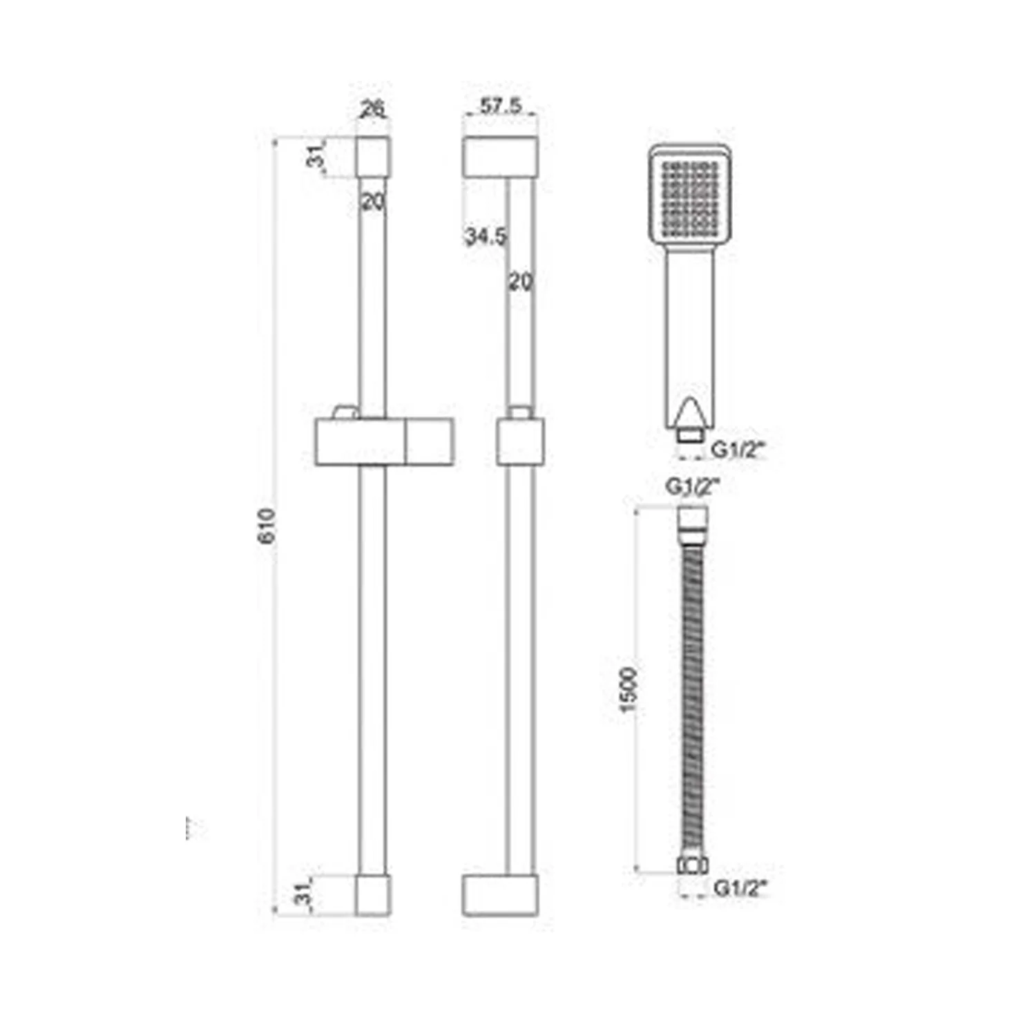 Eclipse Matt Black Thermostatic Valve with Shower Kit & Head - Image 4