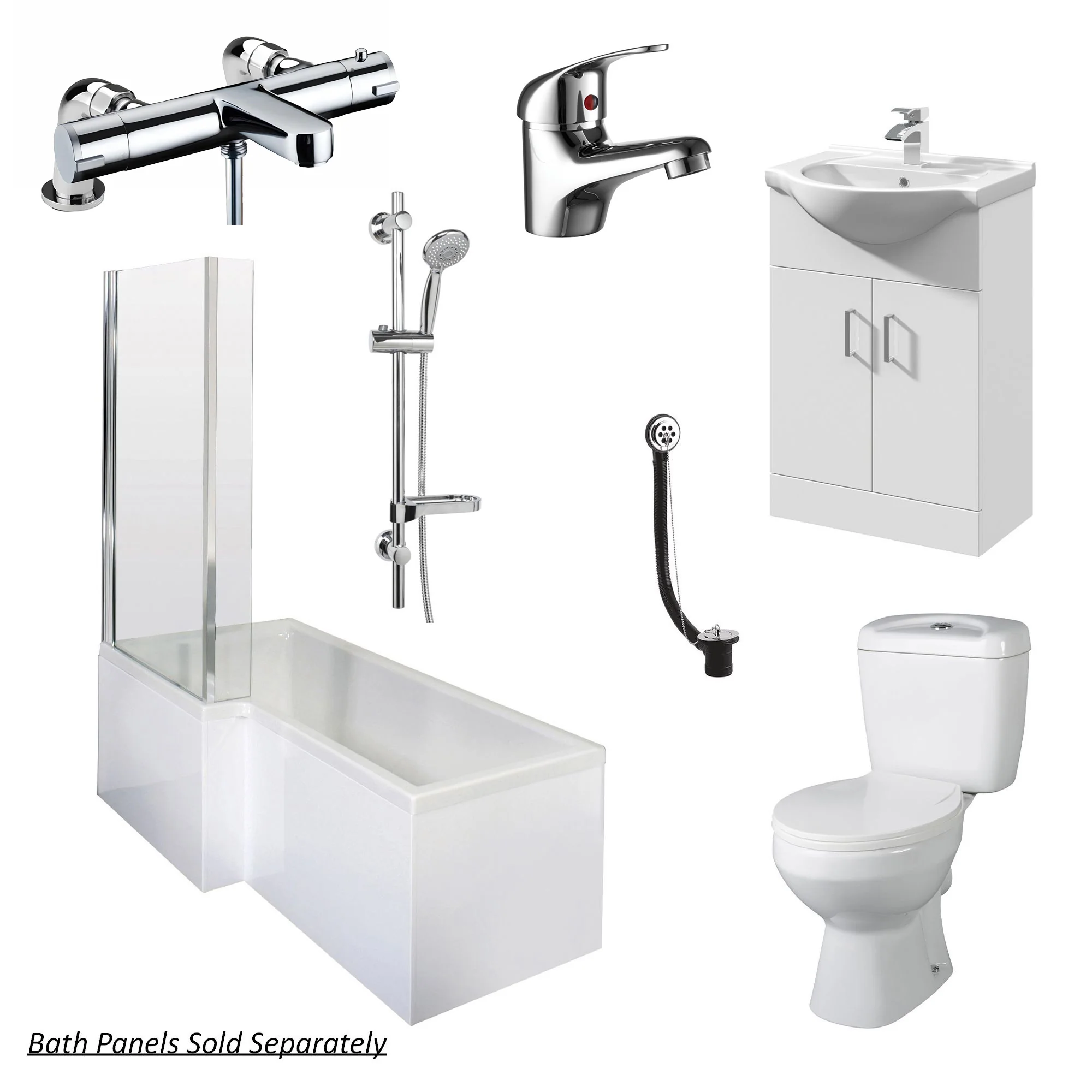 Equate L Shape Shower Vanity Bathroom Suite - 1800