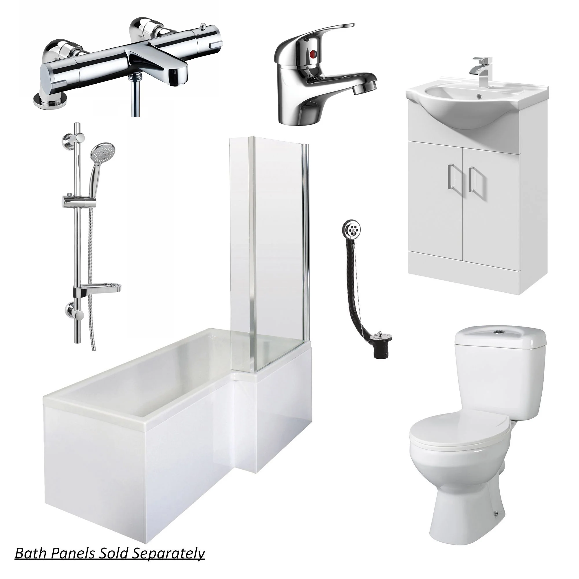 Equate L Shape Shower Vanity Bathroom Suite - 1800 - Image 3