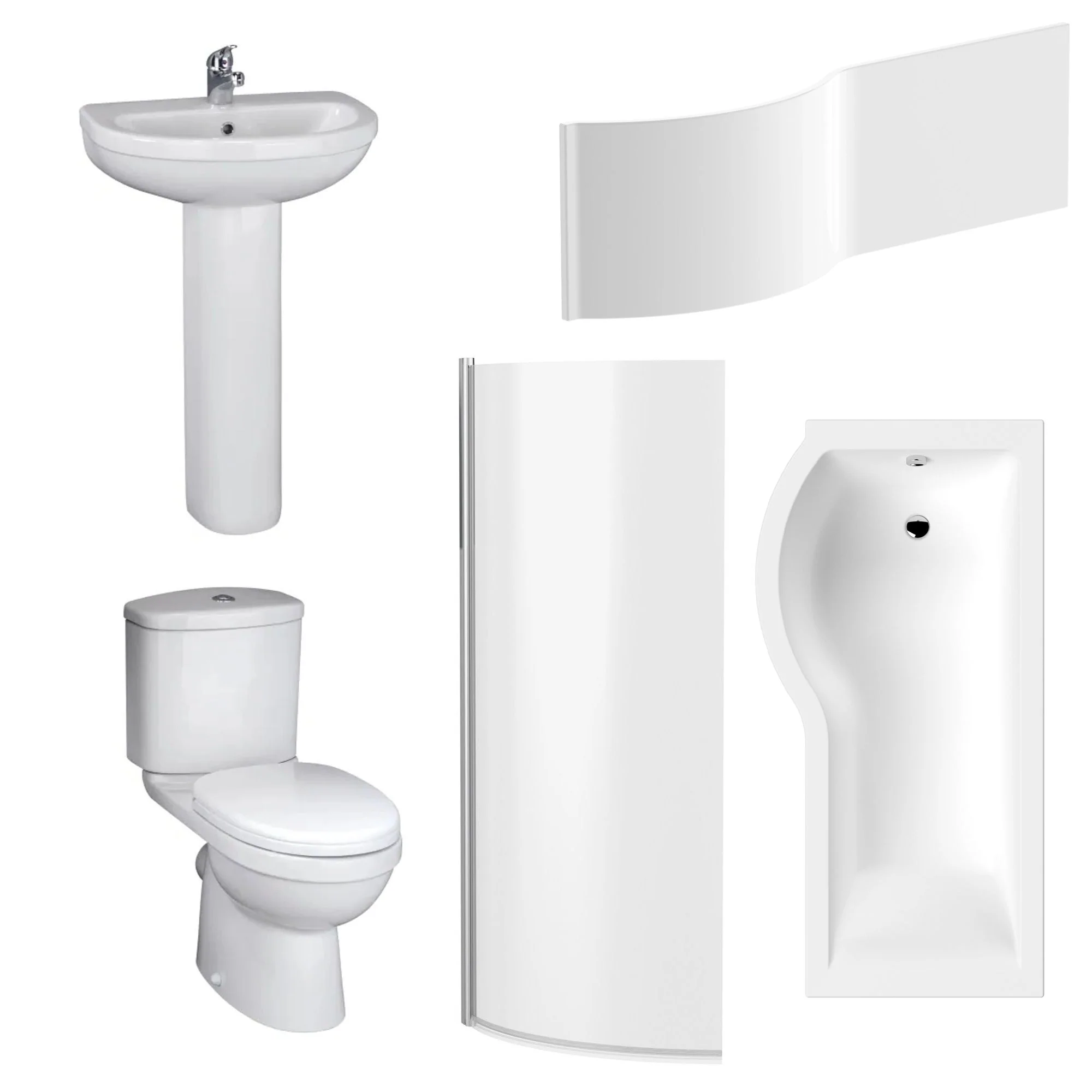EVO 1500mm P Shape Shower Bathroom Suite