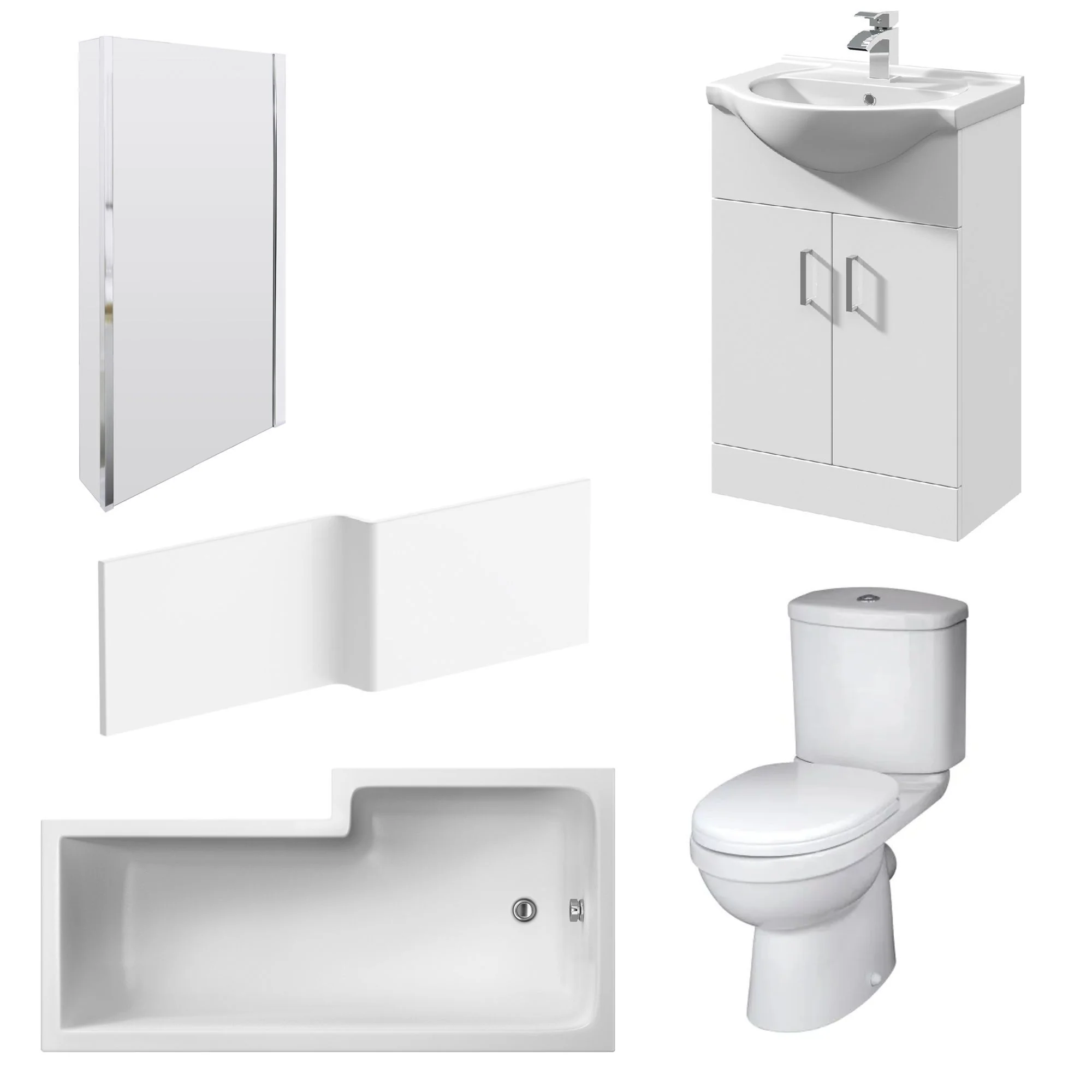 Evo Vanity 1600mm L Shape Shower Bathroom Suite - Image 2