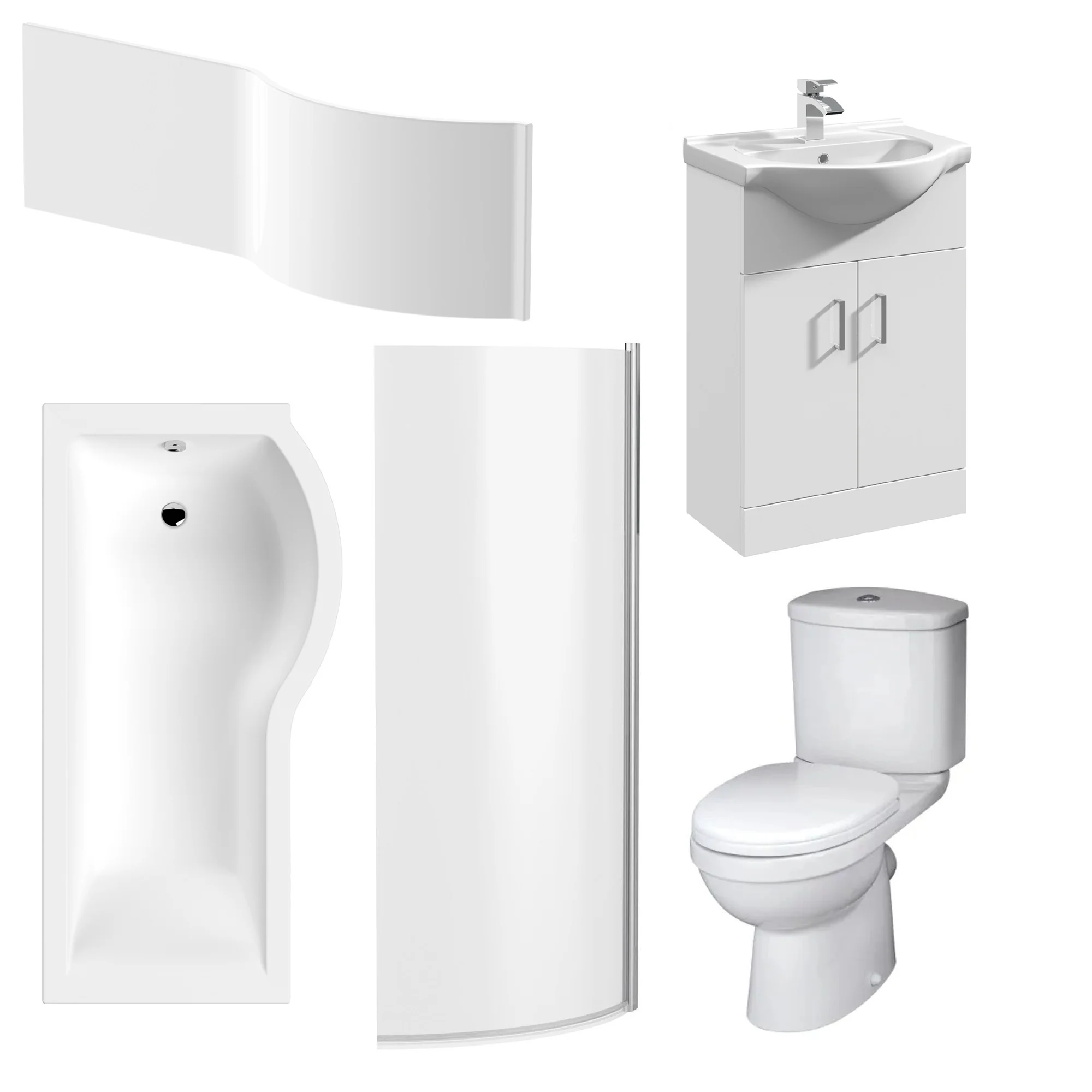 EVO Vanity 1600mm P Shape Shower Bathroom Suite