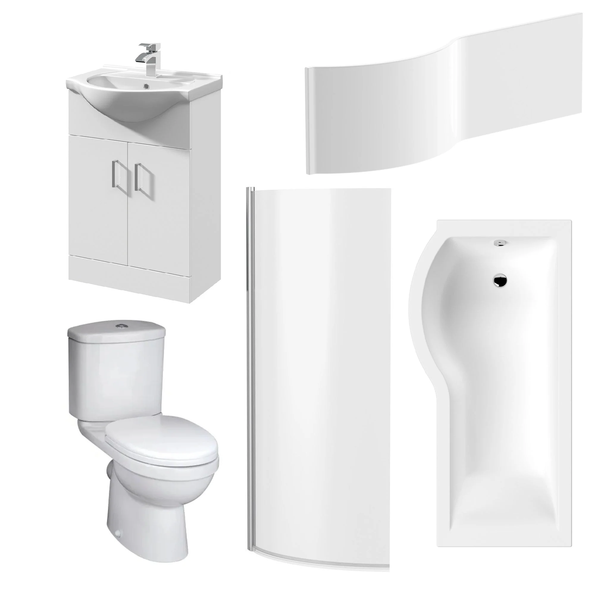 EVO Vanity 1600mm P Shape Shower Bathroom Suite - Image 2