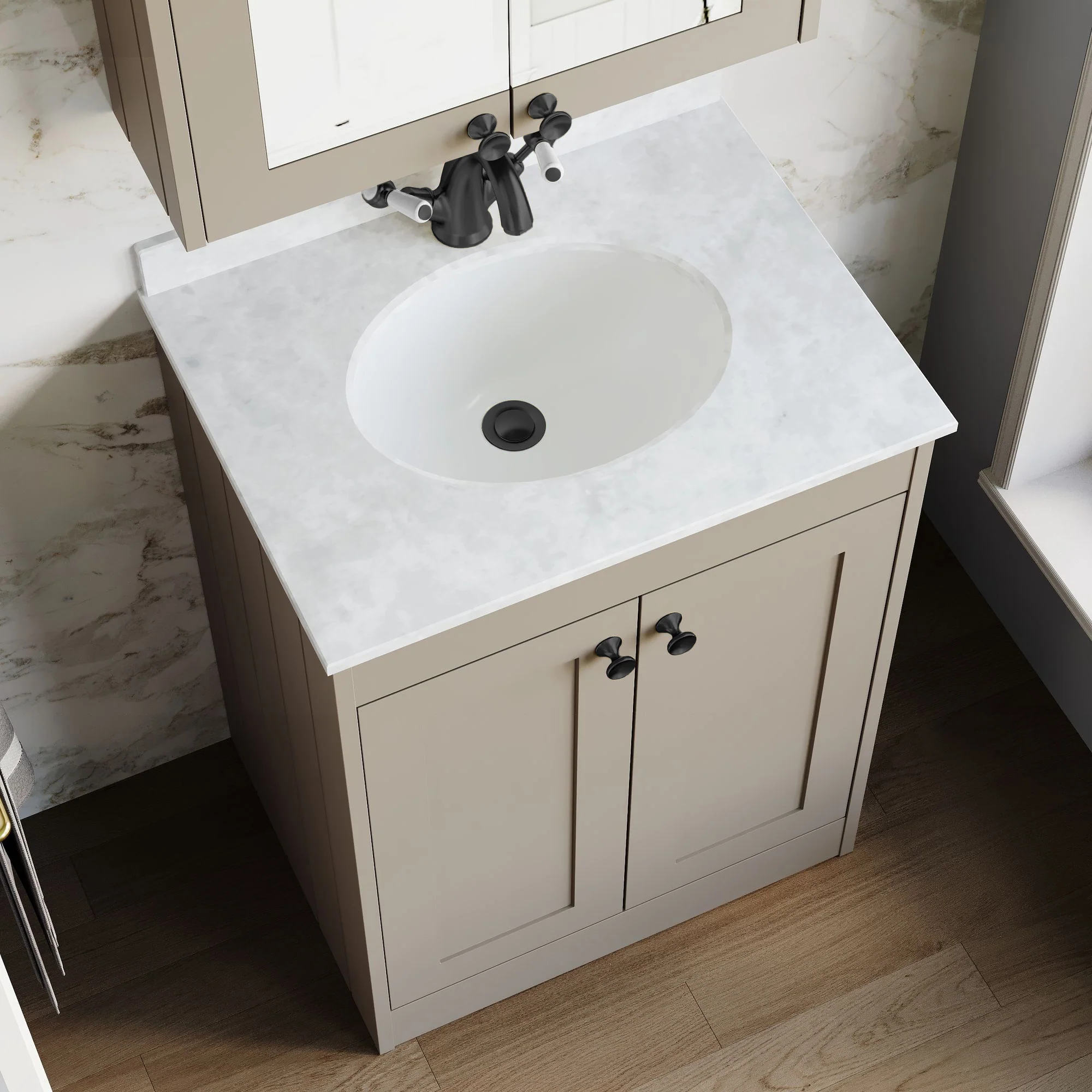 Farlow Shaker Floor Standing 600mm 2-Door Basin Vanity Unit - Pebble Grey - Image 23