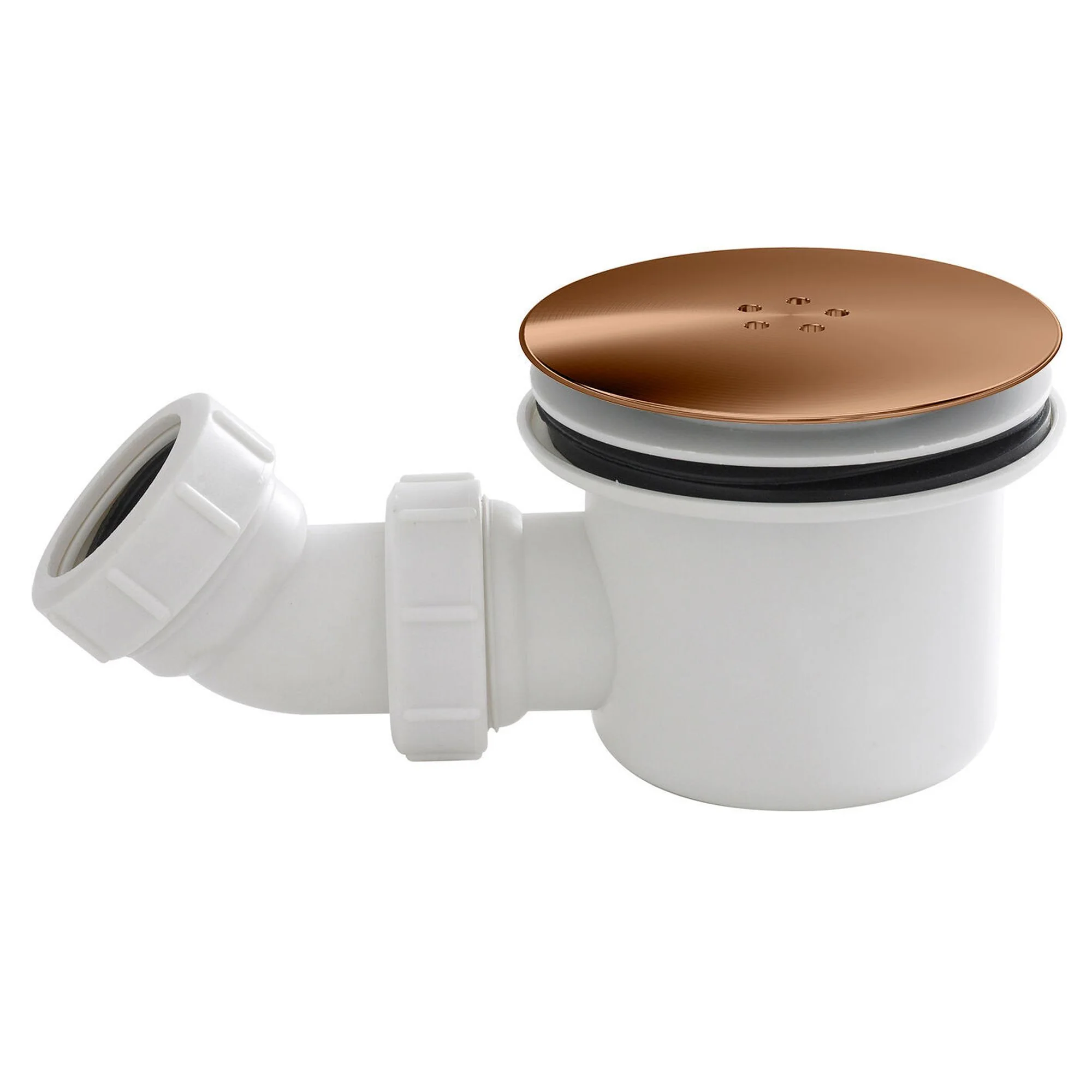 Fast Flow 90mm Shower Waste - White/Brushed Bronze