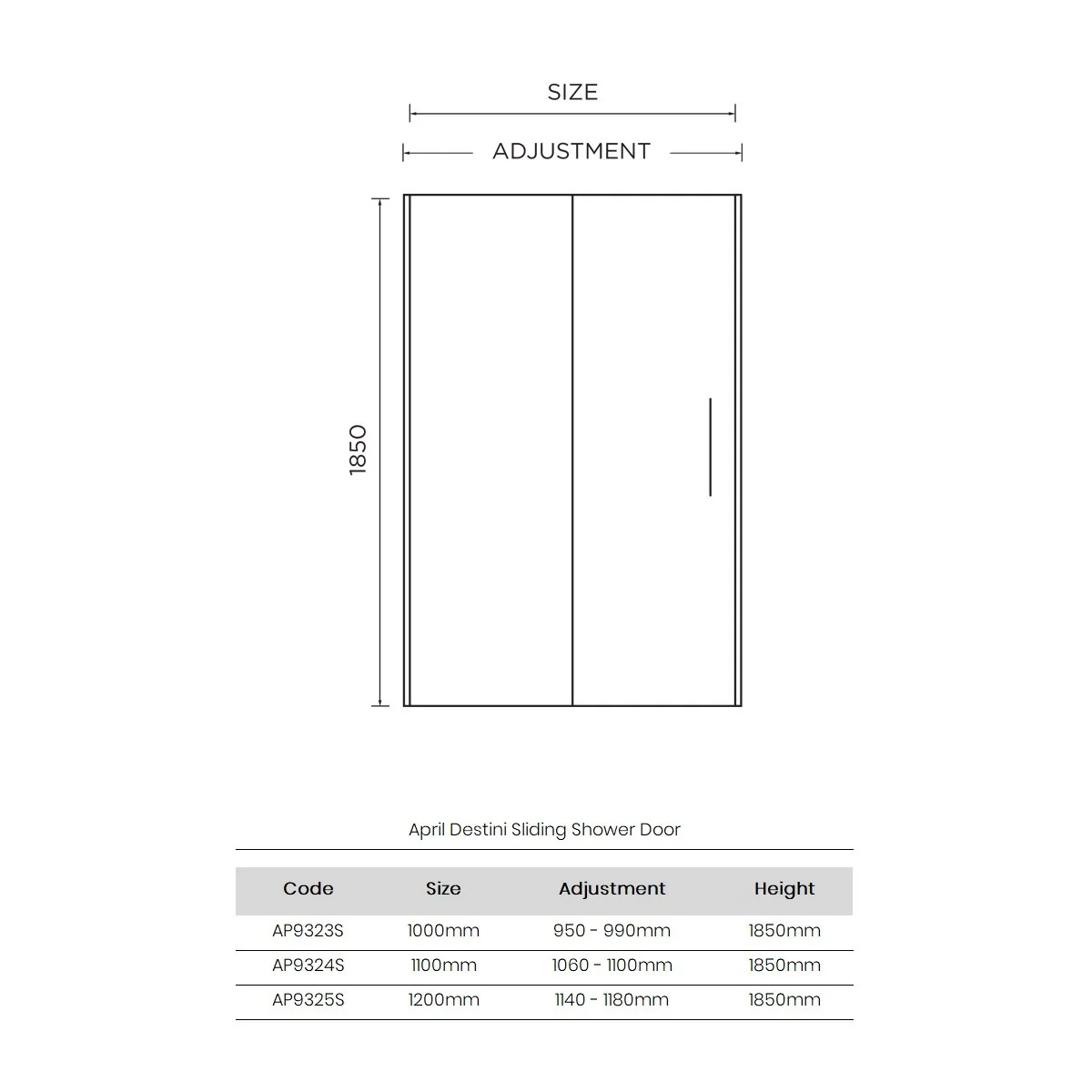 Foundation 1850 x 1100mm Sliding Shower Door - Chrome - Image 3