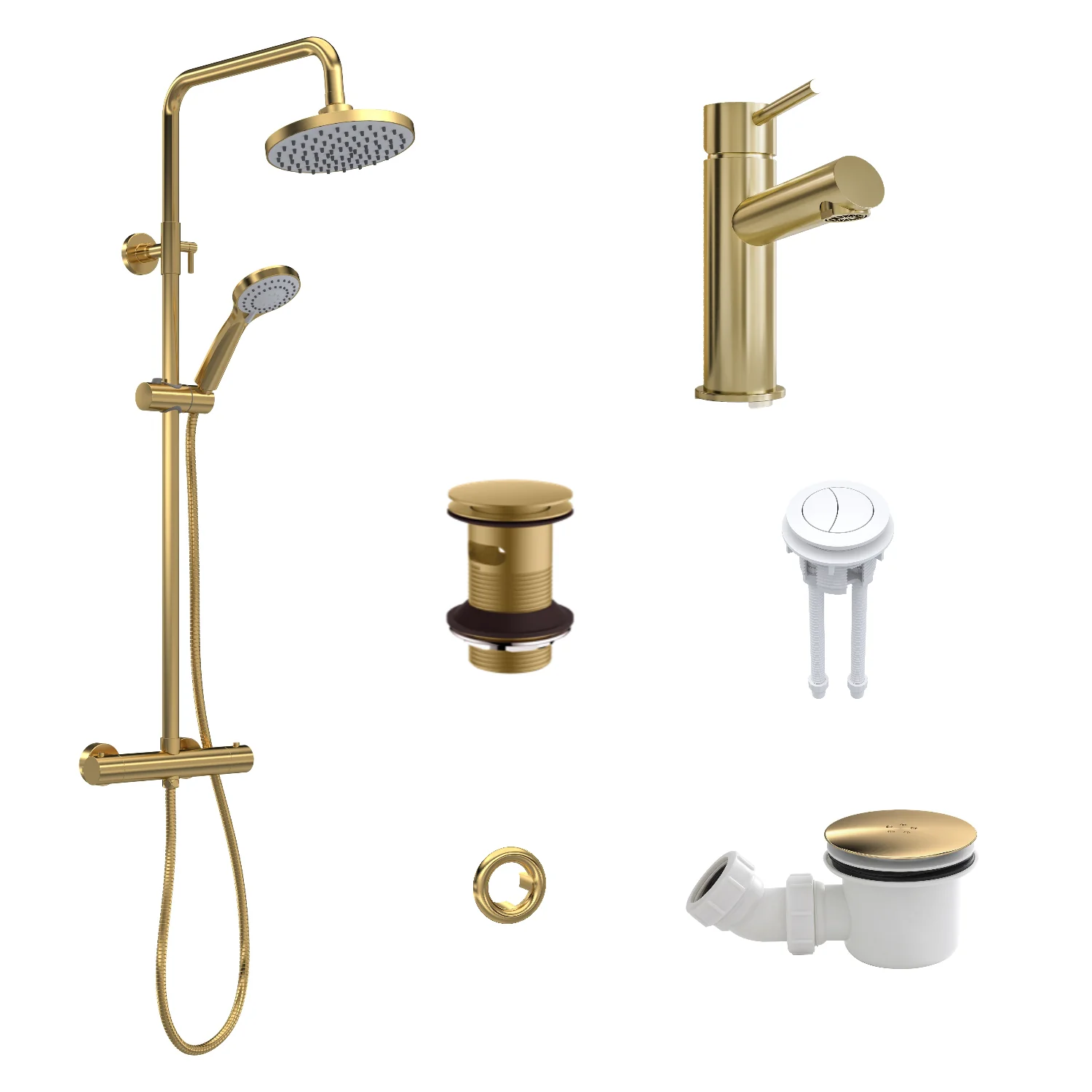 Foundation Quadrant Shower 900 x 900mm Enclosure Close Coupled Suites - Brushed Brass - Image 6