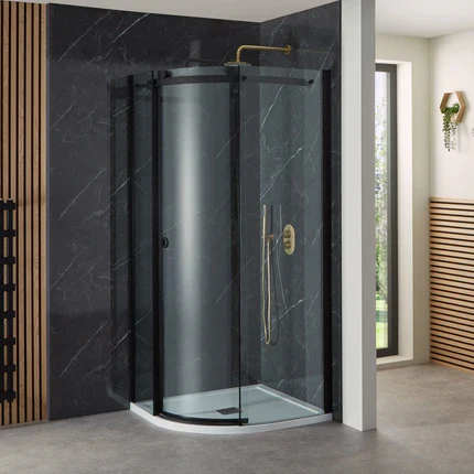 Frameless Single Door 8mm Offset Quadrant Enclosures 1200 x 800 - Black - Image 9