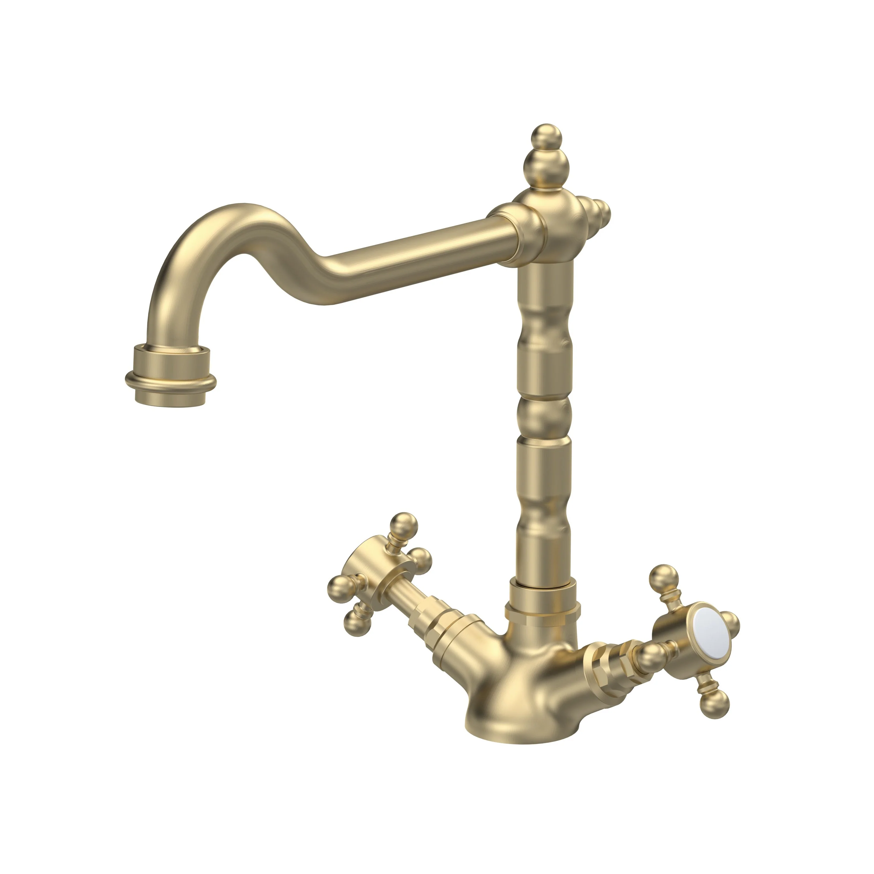 French Classic Mono Sink Mixer - Brushed Brass