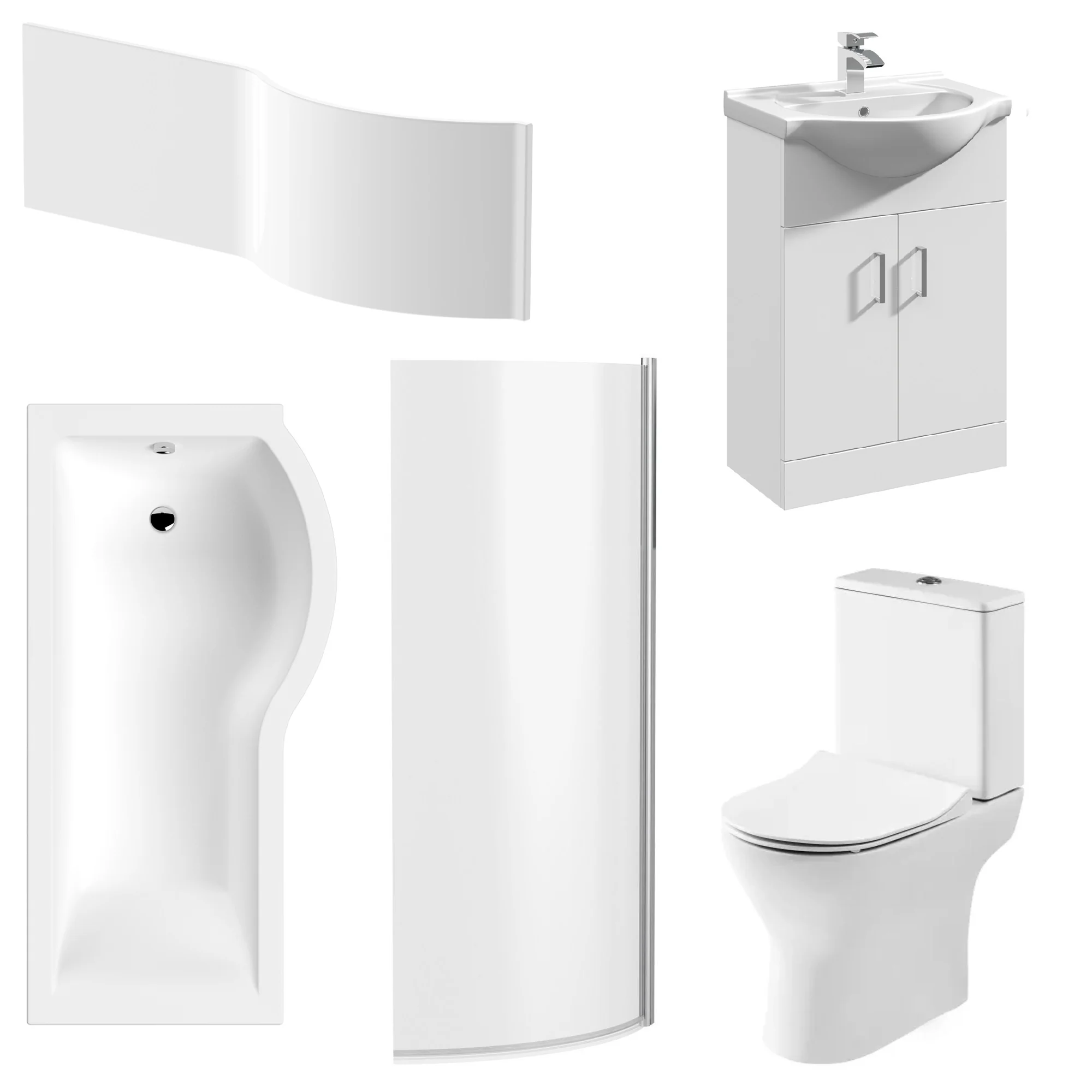 Freya Vanity 1600mm P Shape Shower Bathroom Suite