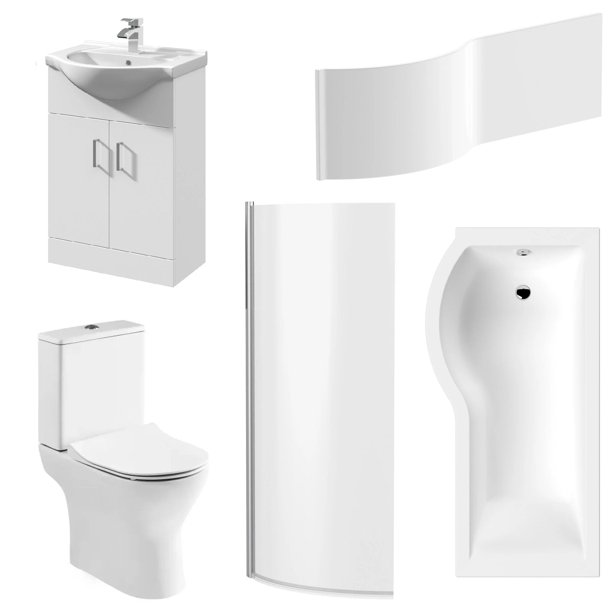 Freya Vanity 1600mm P Shape Shower Bathroom Suite - Image 2