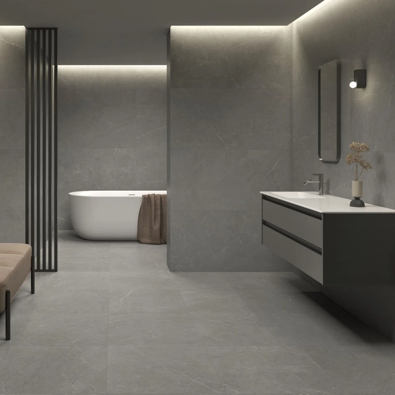 Glebe Satin Gris Rectangular Tile
