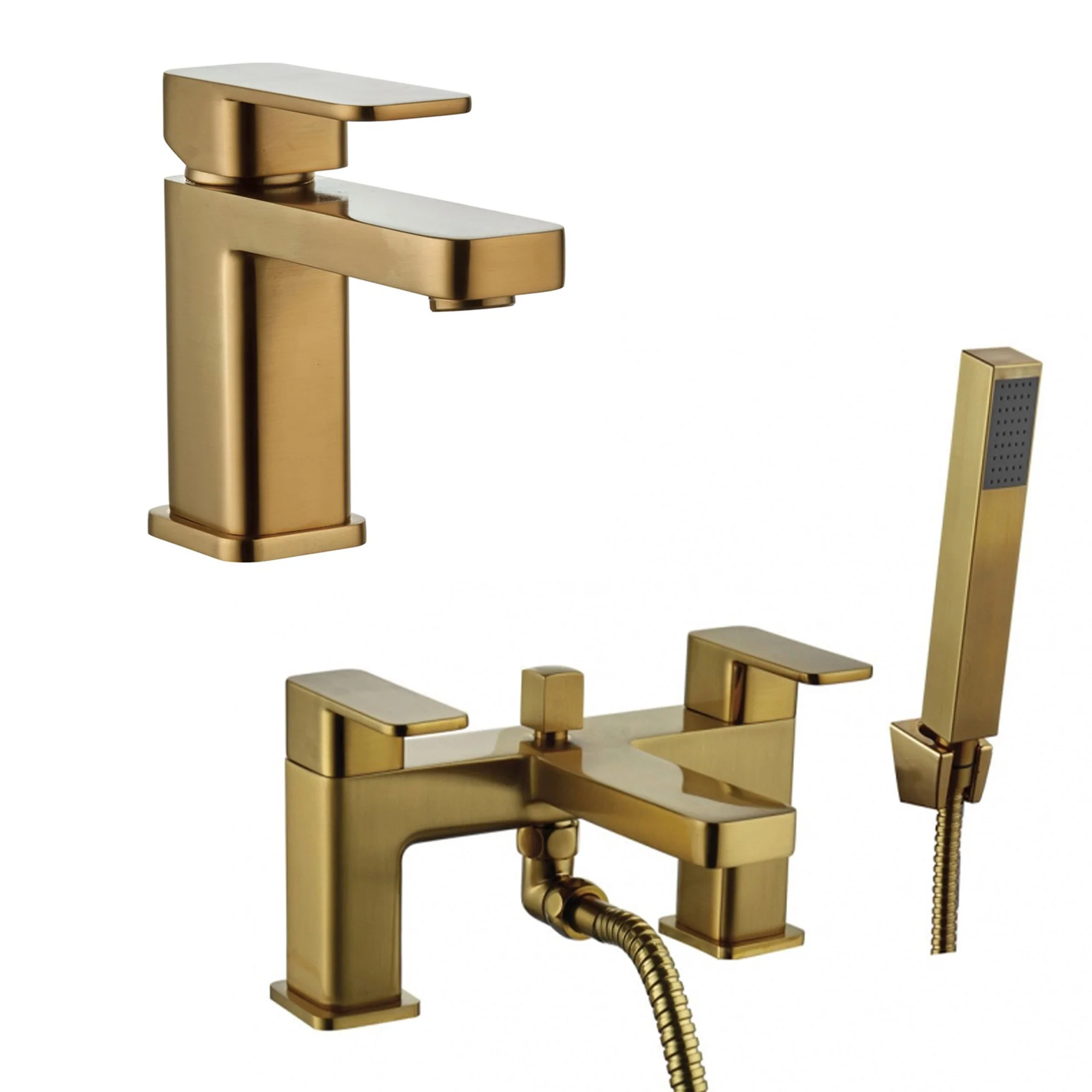 Hadley Mono Basin Mixer & Bath Shower Mixer Packs - Brushed Brass