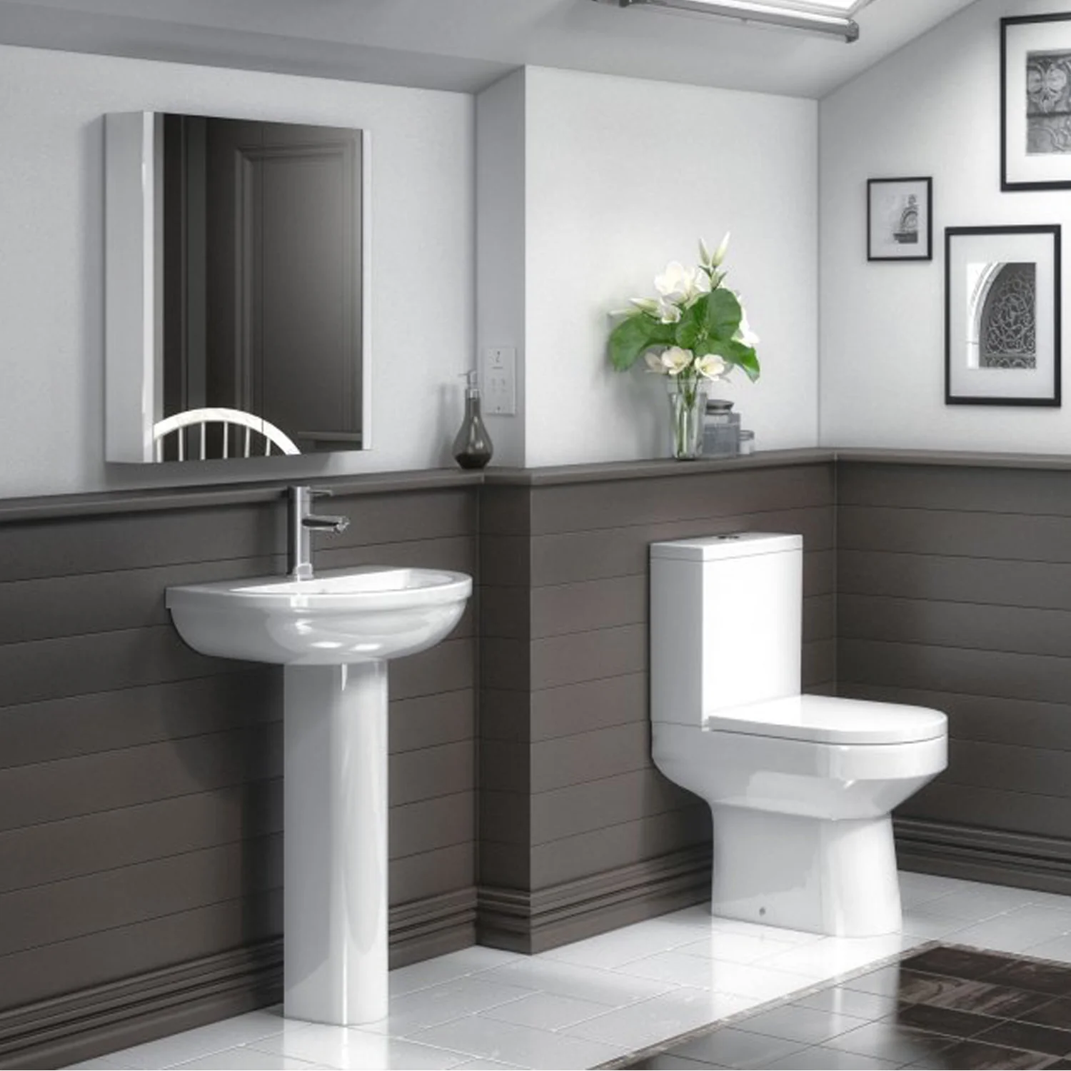 Harmony Close Coupled Toilet & 500mm Full Pedestal Basin