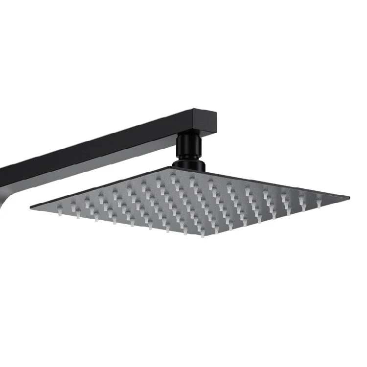 Mino Deluxe Cool Touch Square Exposed Rigid Riser Thermostatic Shower Set - Black - Image 2
