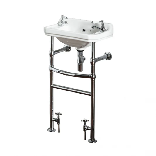 Holborn Heated Washstand With Basin And Towel Rail - 500mm 2TH - Chrome