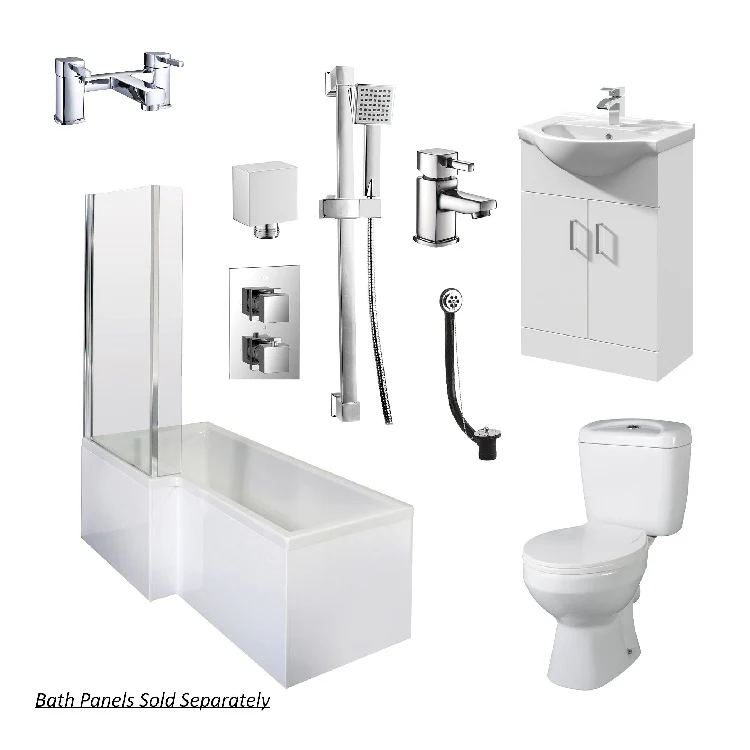 Holborn L Shape Shower Vanity Bathroom Suite - 1600 - Image 2
