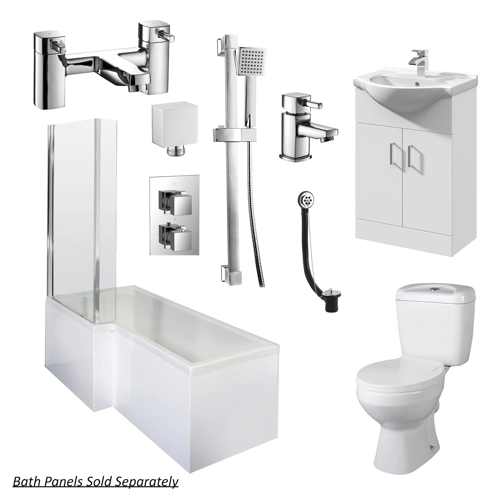 Holborn L Shape Shower Vanity Bathroom Suite - 1700 - Image 2