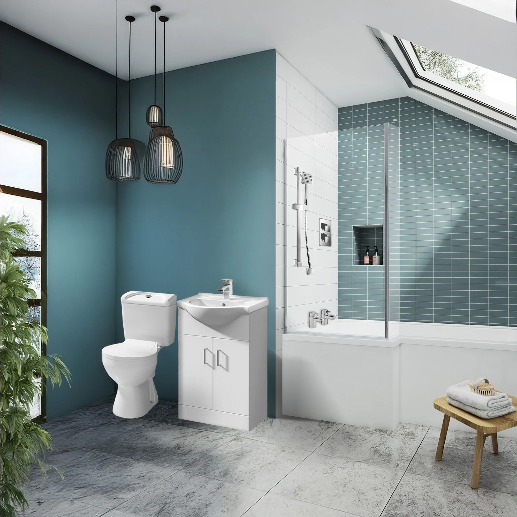 Holborn L Shape Shower Vanity Bathroom Suite - 1700 - Image 3