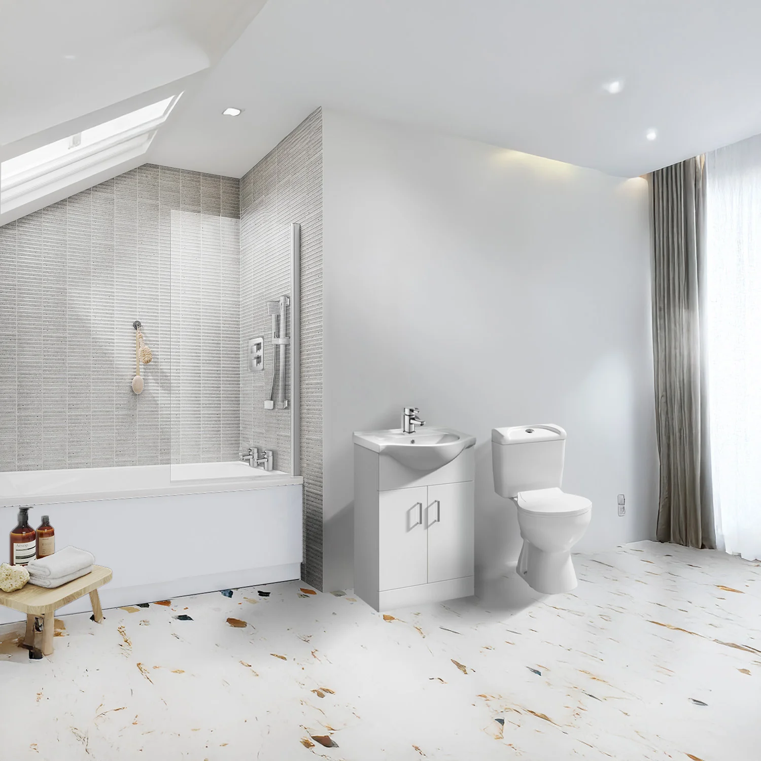 Holborn Shower Vanity Bathroom Suite - 1600 x 700