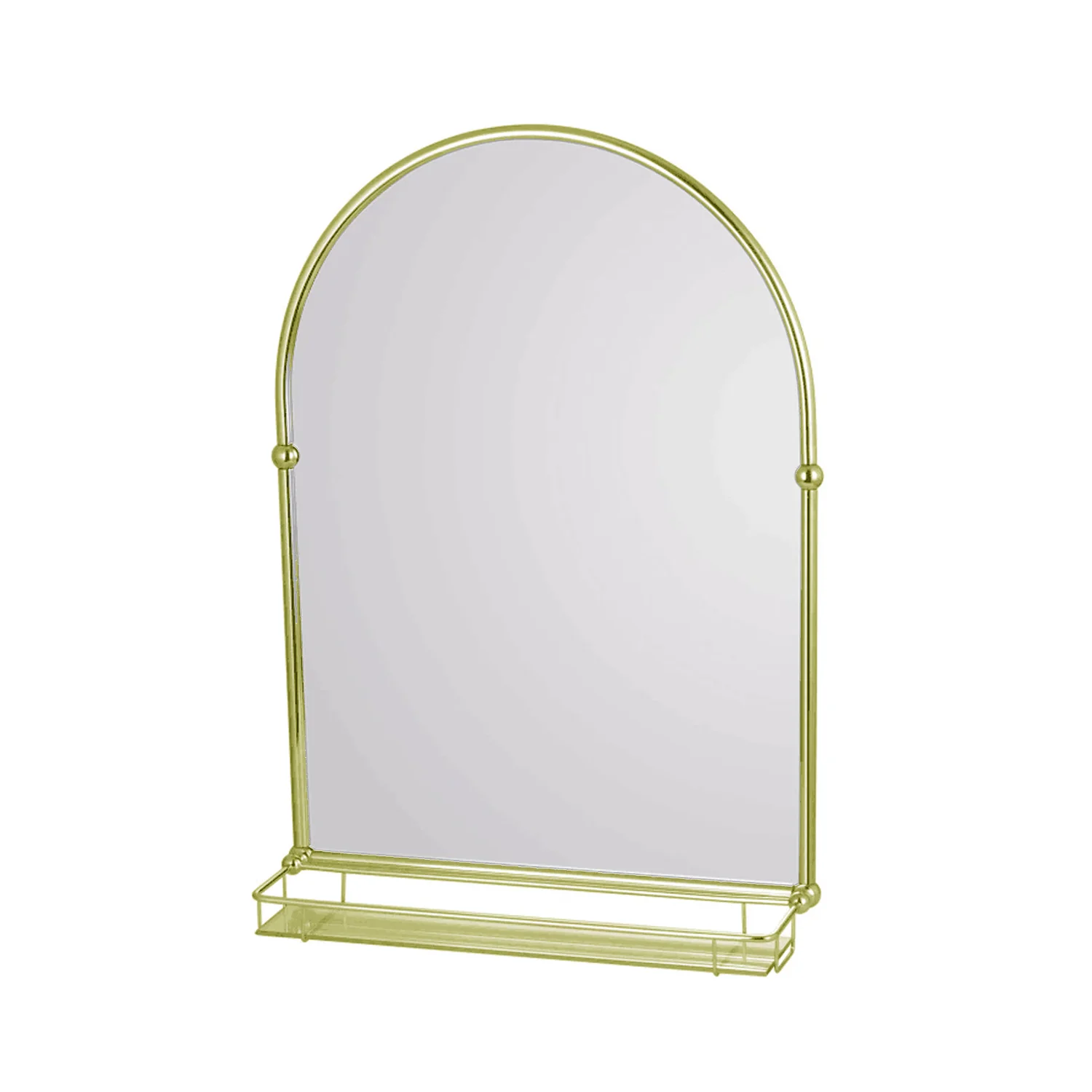 Holborn Traditional Arched Mirror with Shelf - Brushed Brass