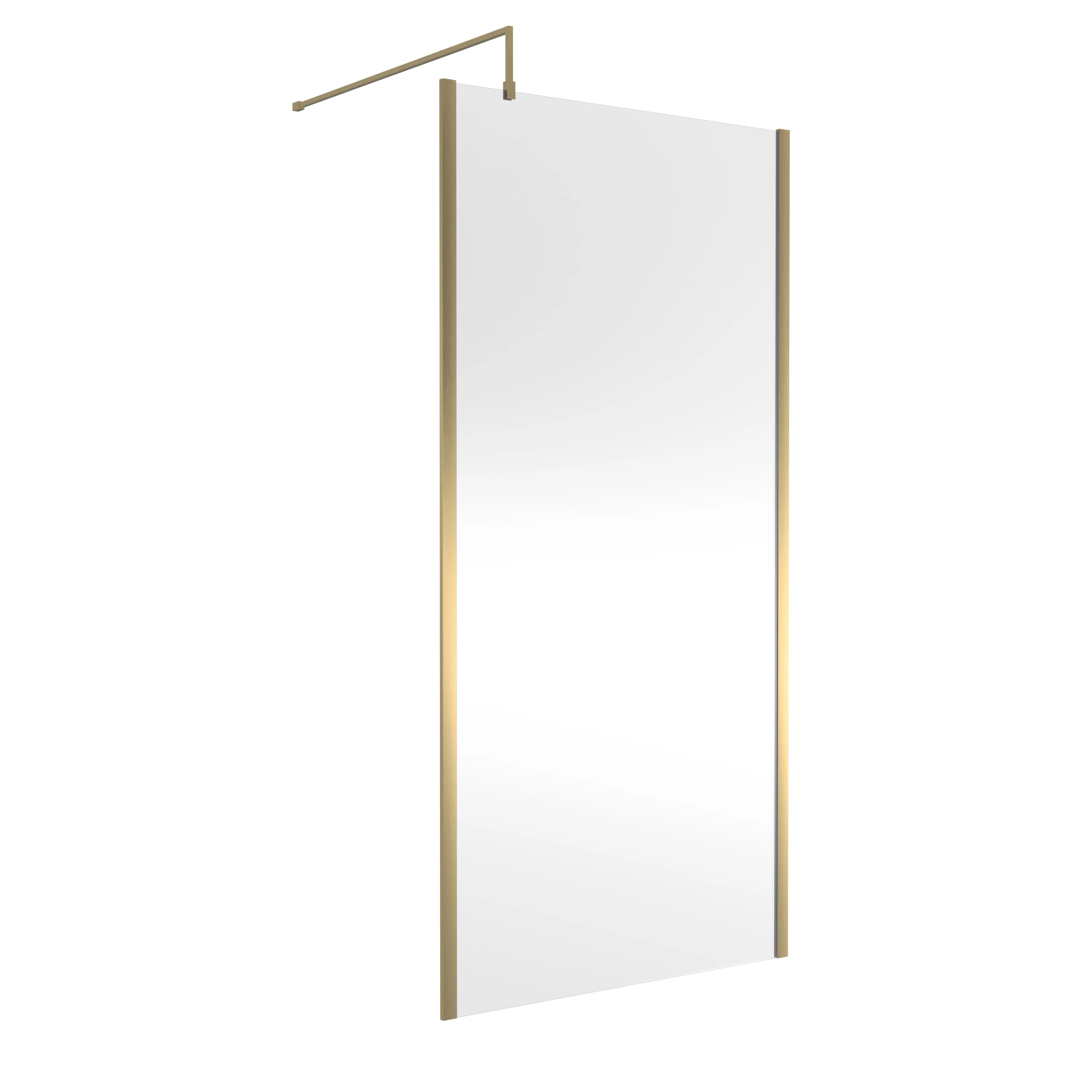 Hudson Reed 1000mm Outer Framed Wetroom Screen with Support Bar - Brushed Brass - Image 2