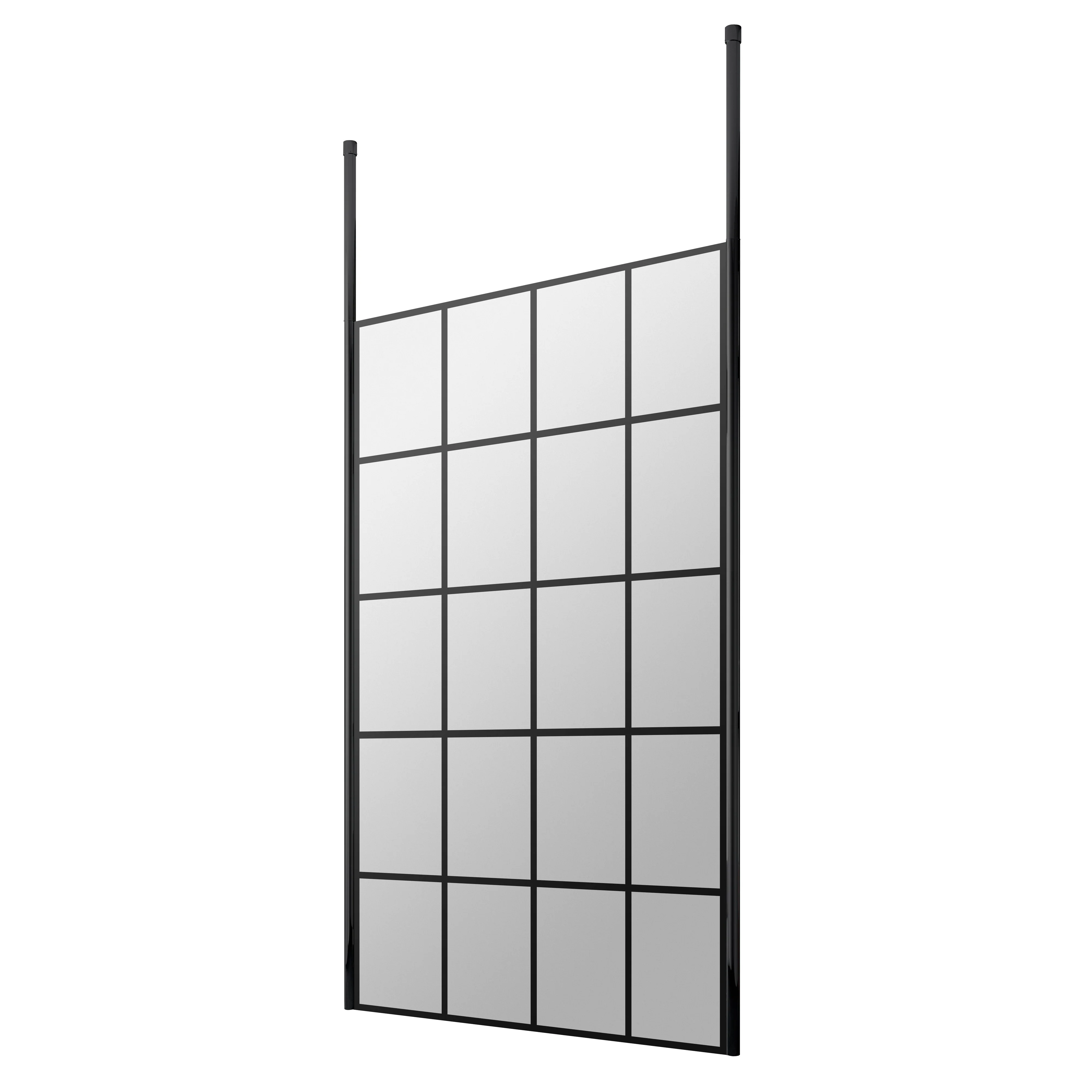 Hudson Reed 1100mm Frame Screen With Ceiling Posts - Matt Black