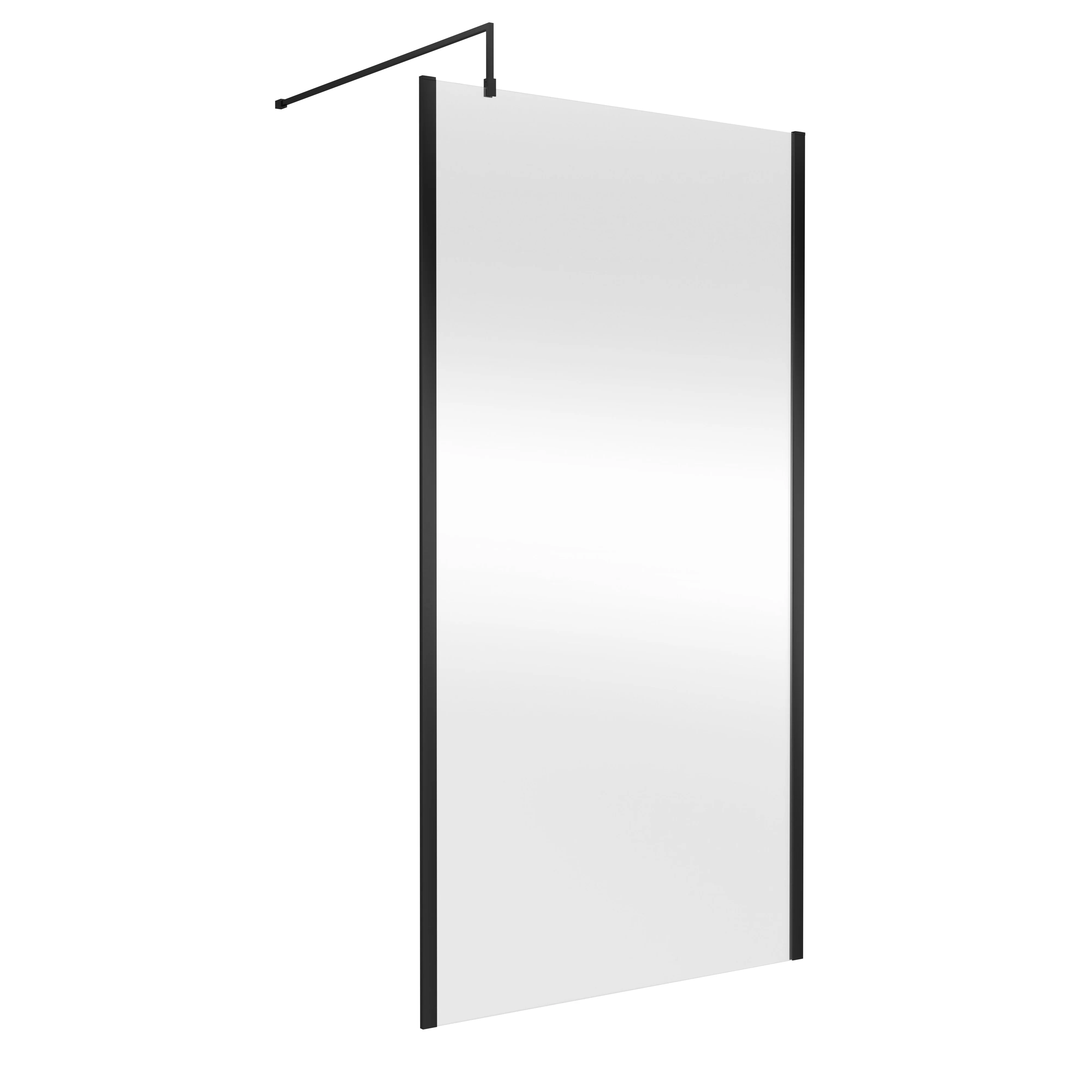 Hudson Reed 1100mm Outer Framed Wetroom Screen with Support Bar - Matt Black - Image 2