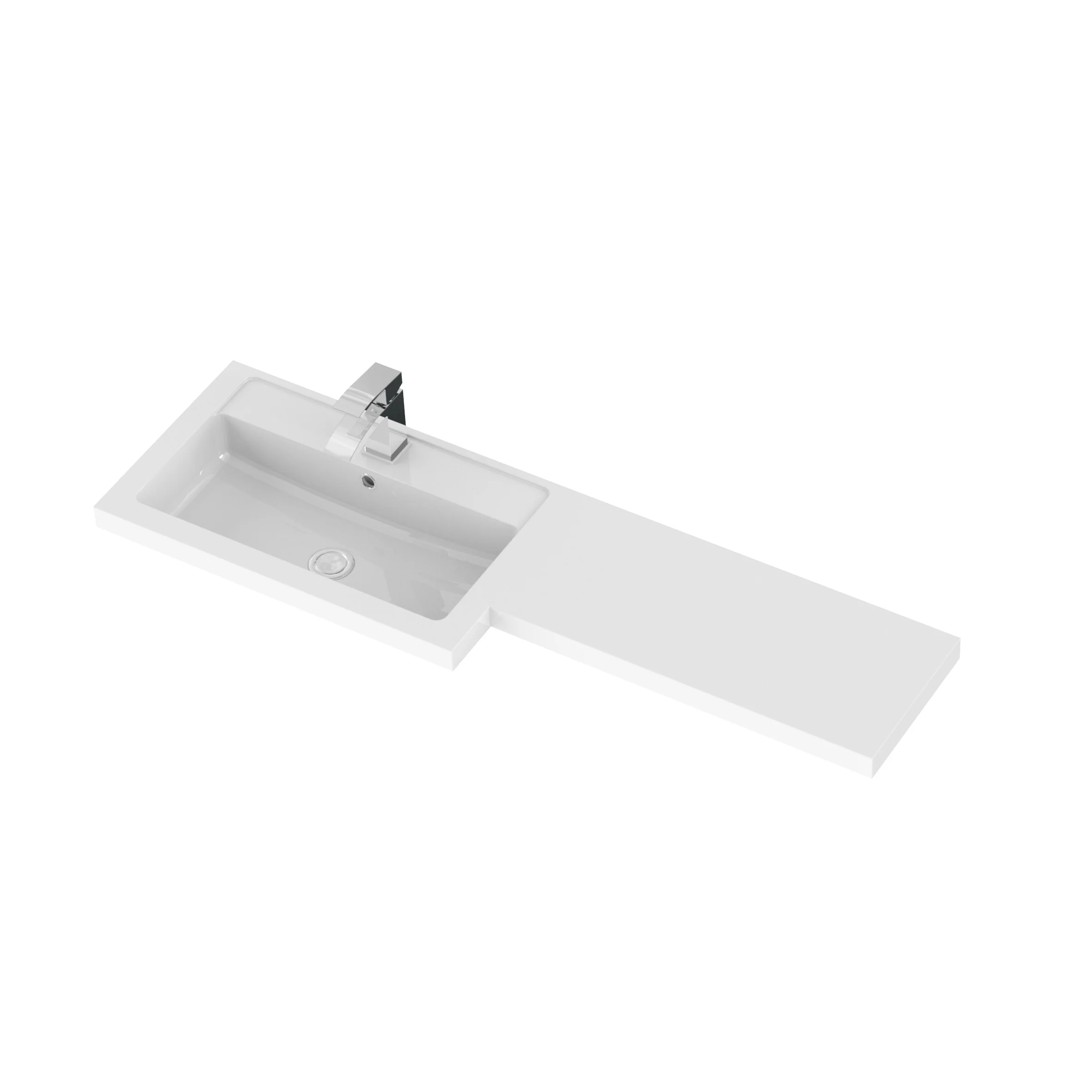 Hudson Reed Fusion Floorstanding Combination Unit & L-Shape Polymarble Basin 1200mm (4 Door) Left - Bleached Oak - Image 2