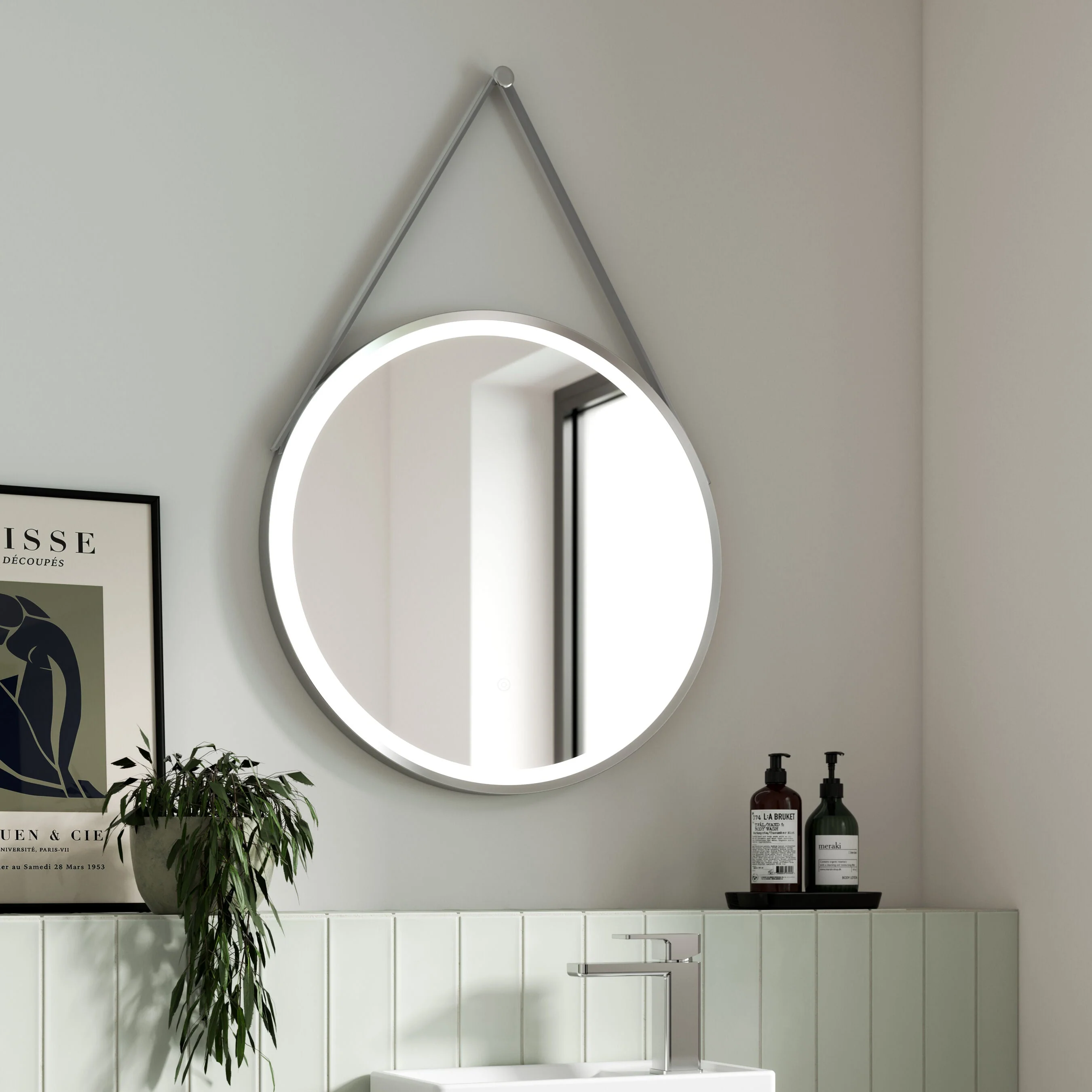 Hudson Reed 600mm Round Illuminated Mirror - Chrome - Image 3