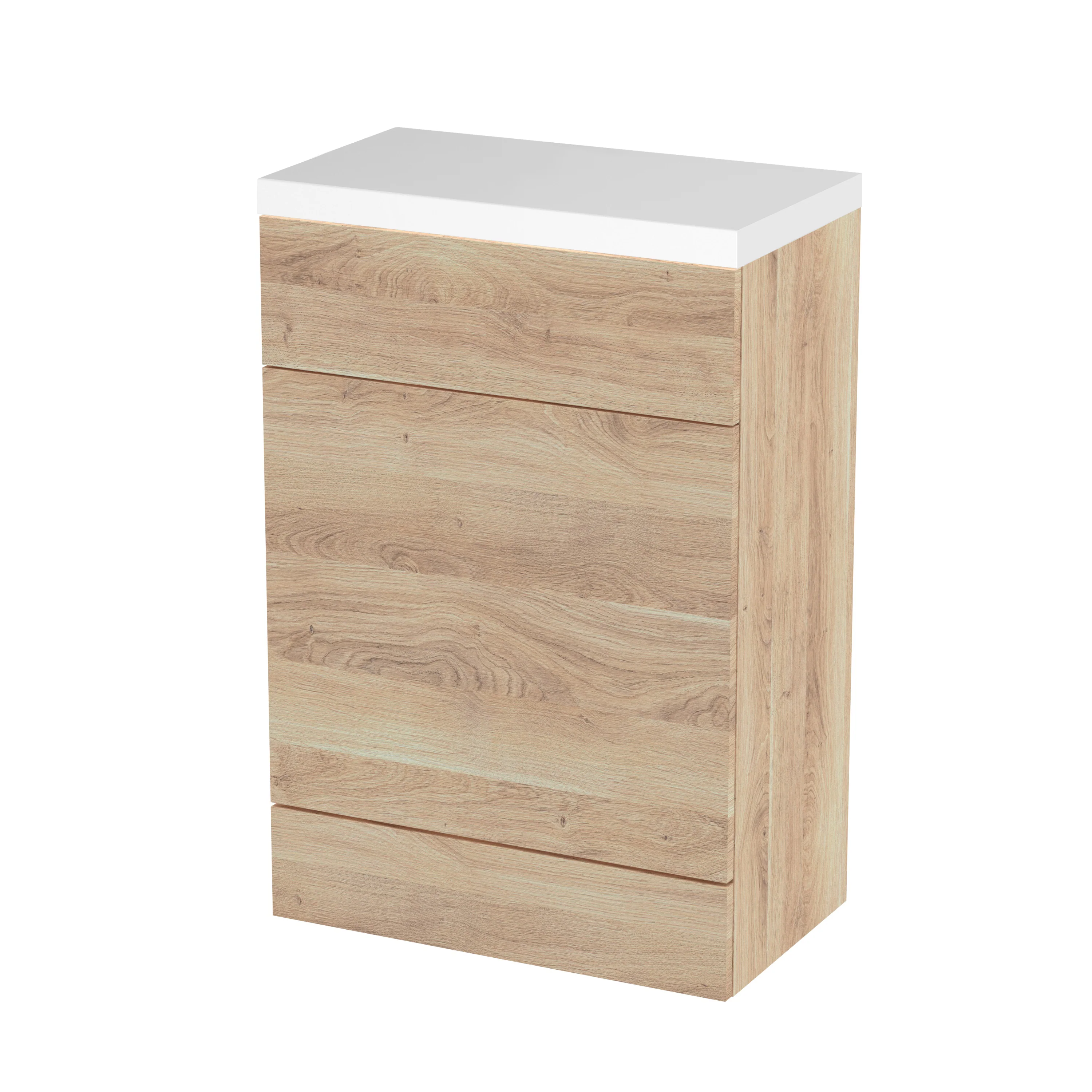 Hudson Reed Fusion WC Unit & White-Top 600mm  - Bleached Oak