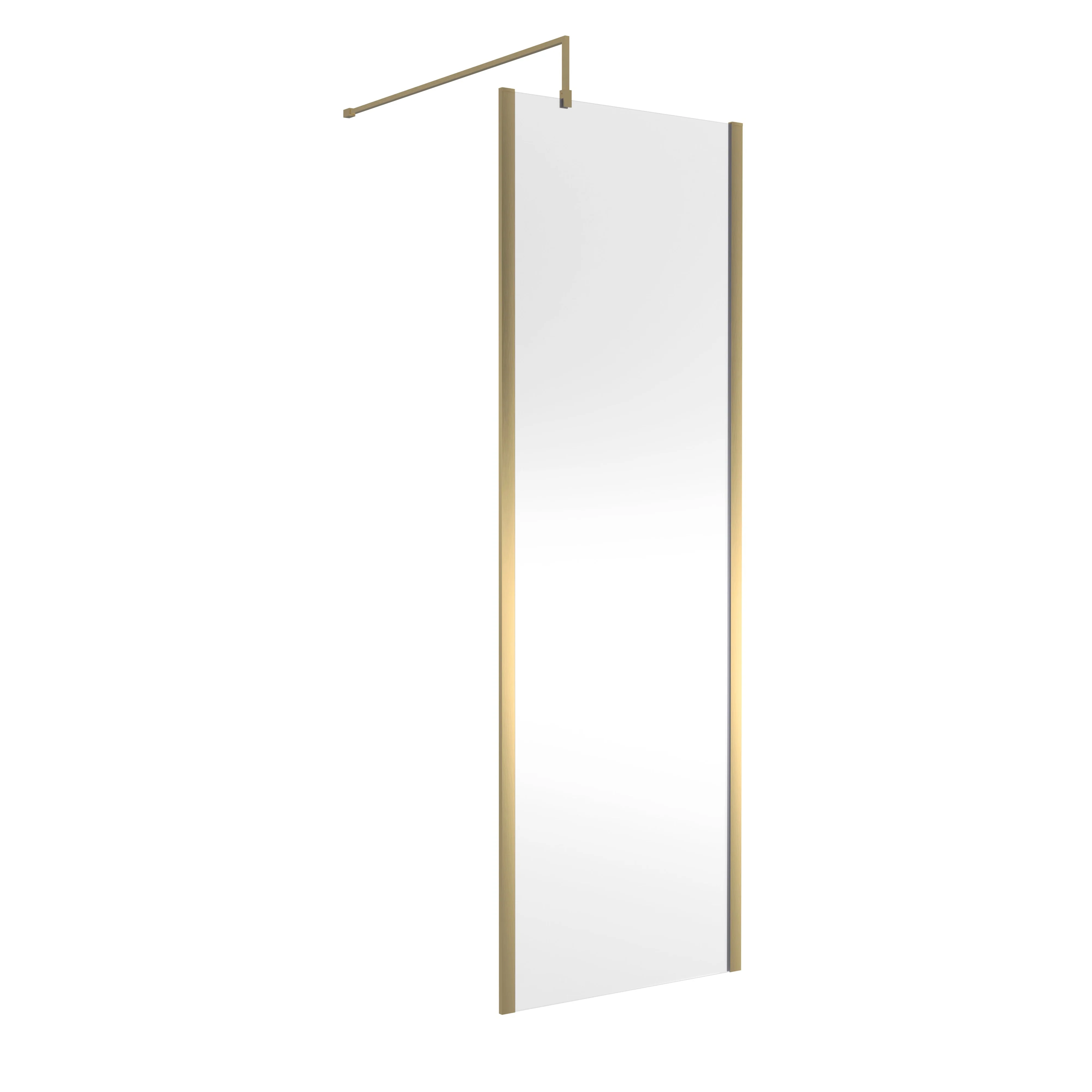 Hudson Reed 700mm Outer Framed Wetroom Screen with Support Bar - Brushed Brass - Image 2