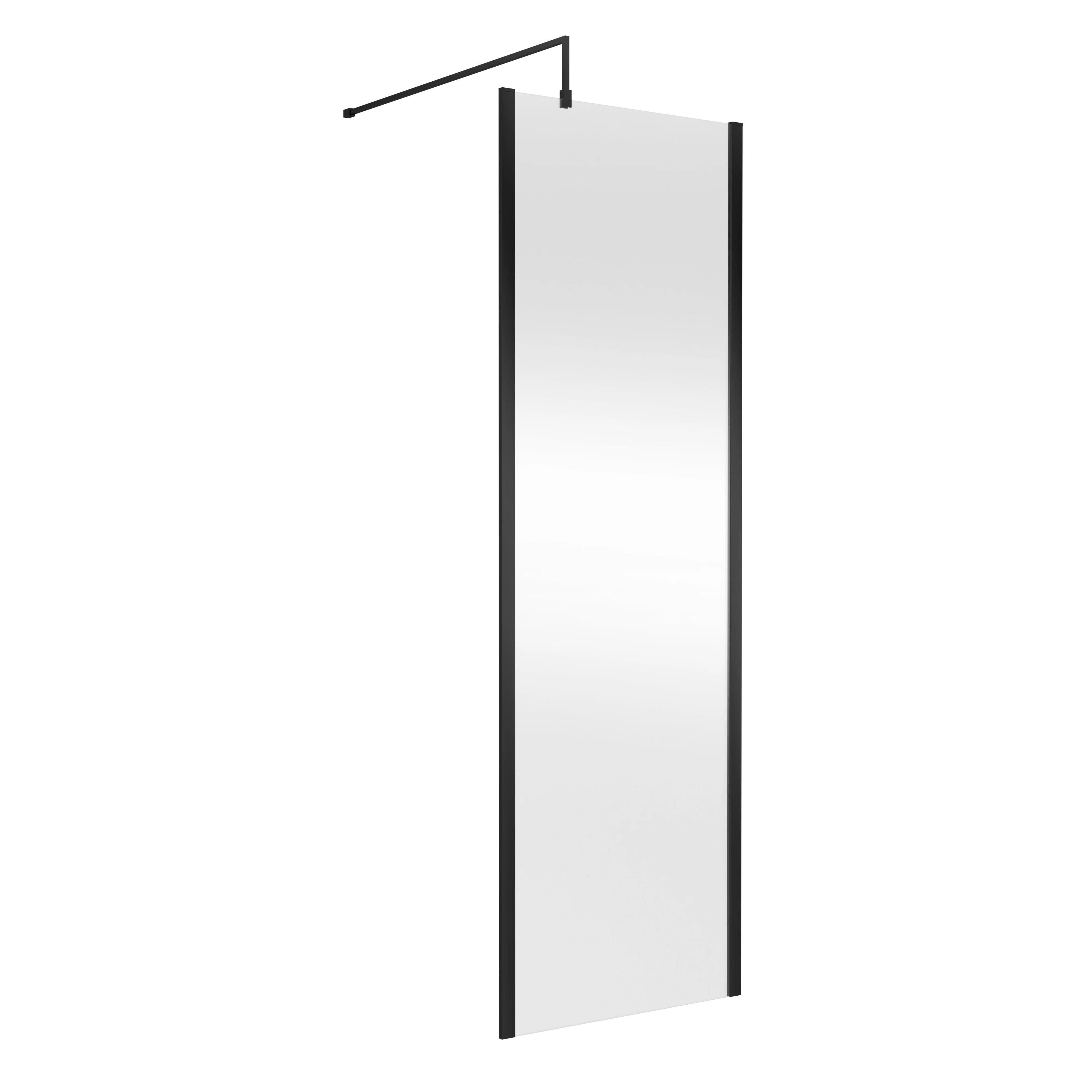 Hudson Reed 700mm Outer Framed Wetroom Screen with Support Bar - Matt Black - Image 2