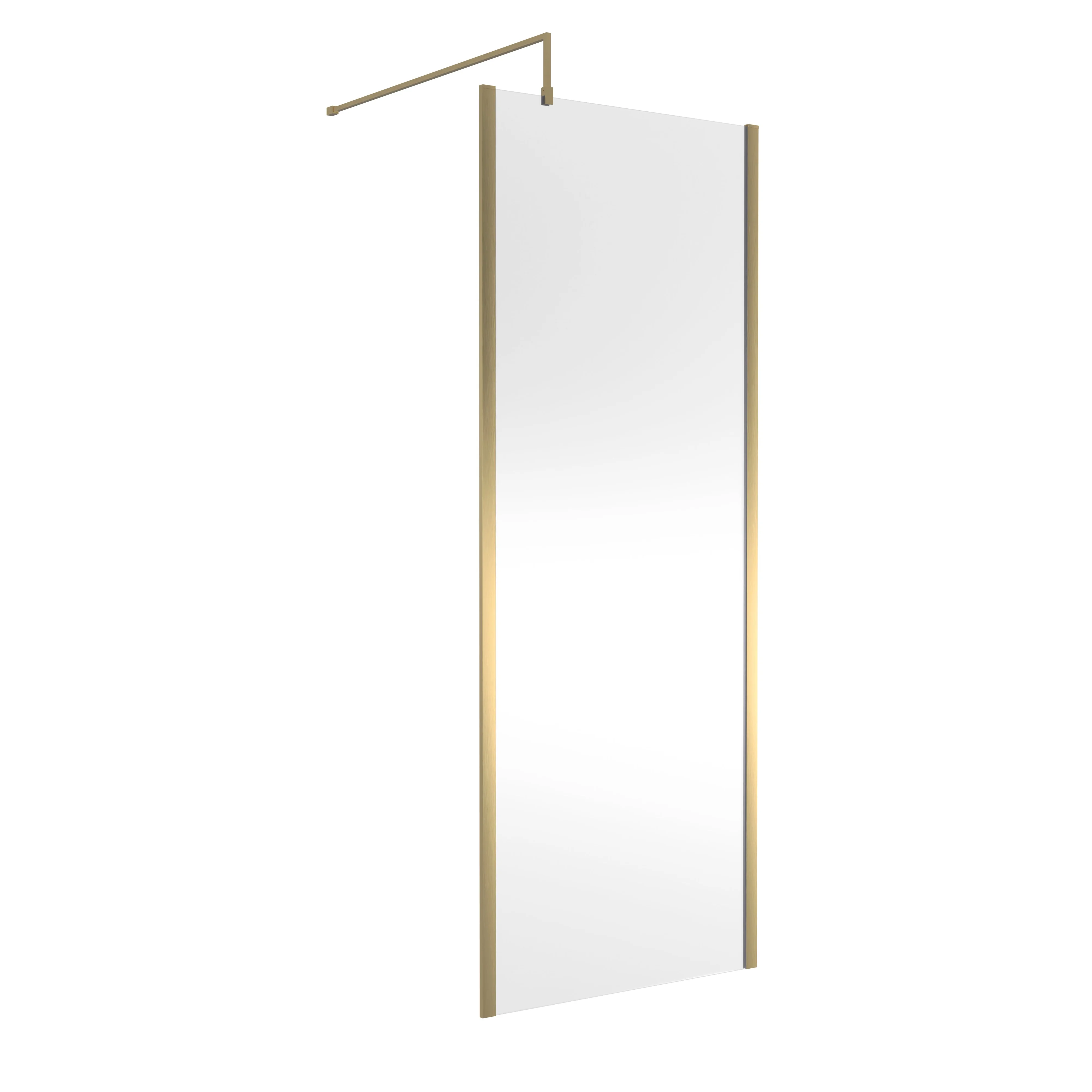 Hudson Reed 800mm Outer Framed Wetroom Screen with Support Bar - Brushed Brass - Image 2