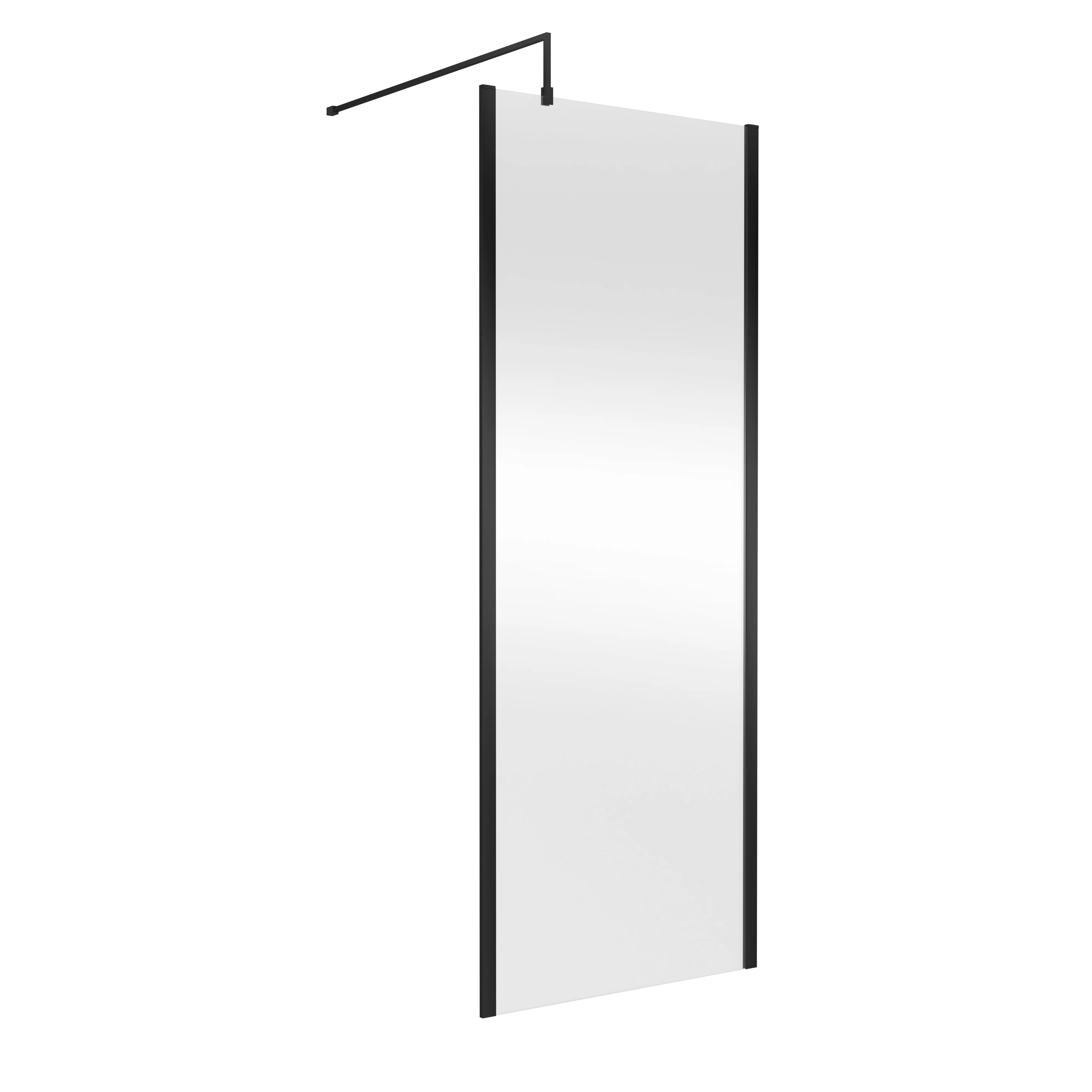 Hudson Reed 800mm Outer Framed Wetroom Screen with Support Bar - Matt Black - Image 2