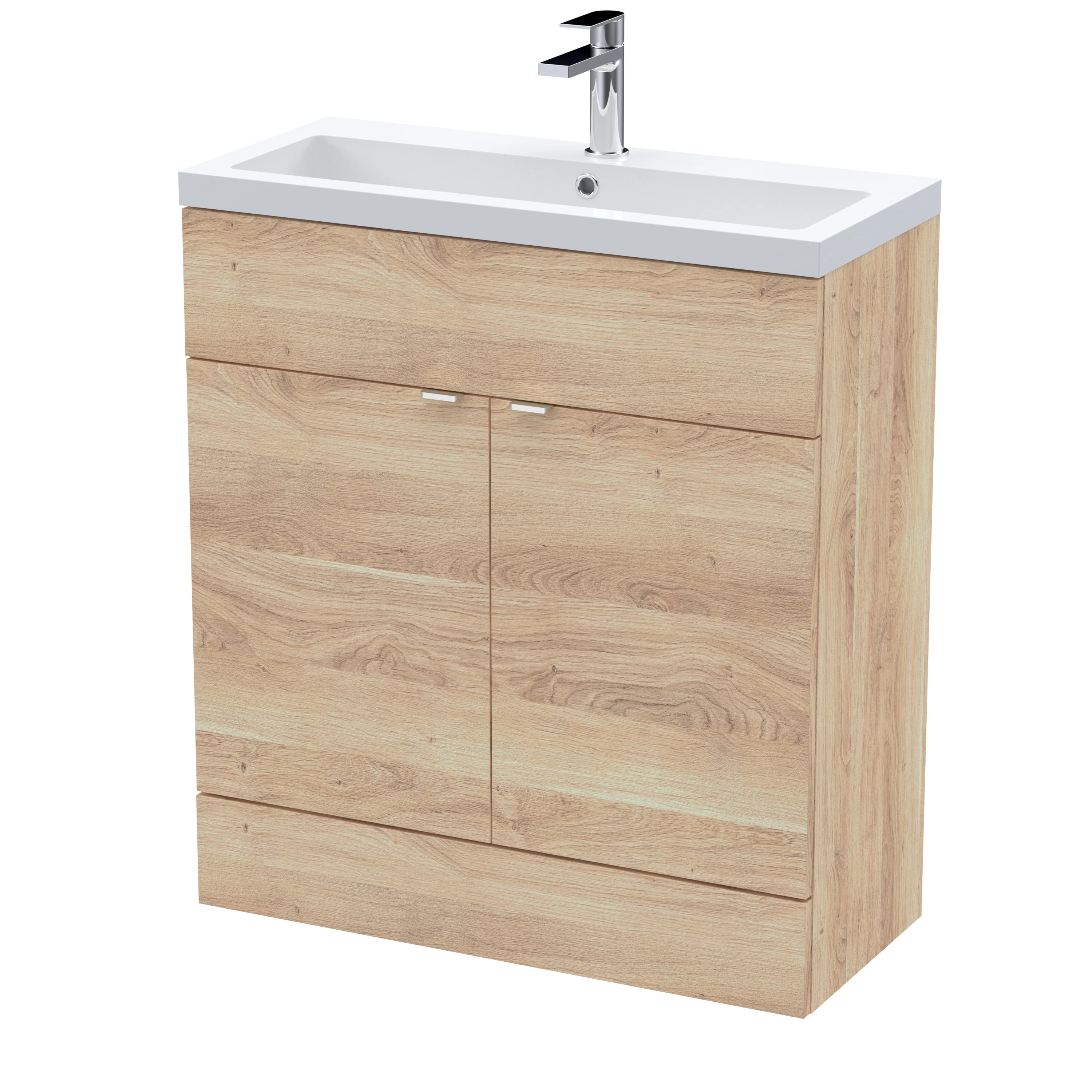 Hudson Reed Fusion Floorstanding Vanity Unit & Ceramic Basin 800mm (2-Door) - Bleached Oak