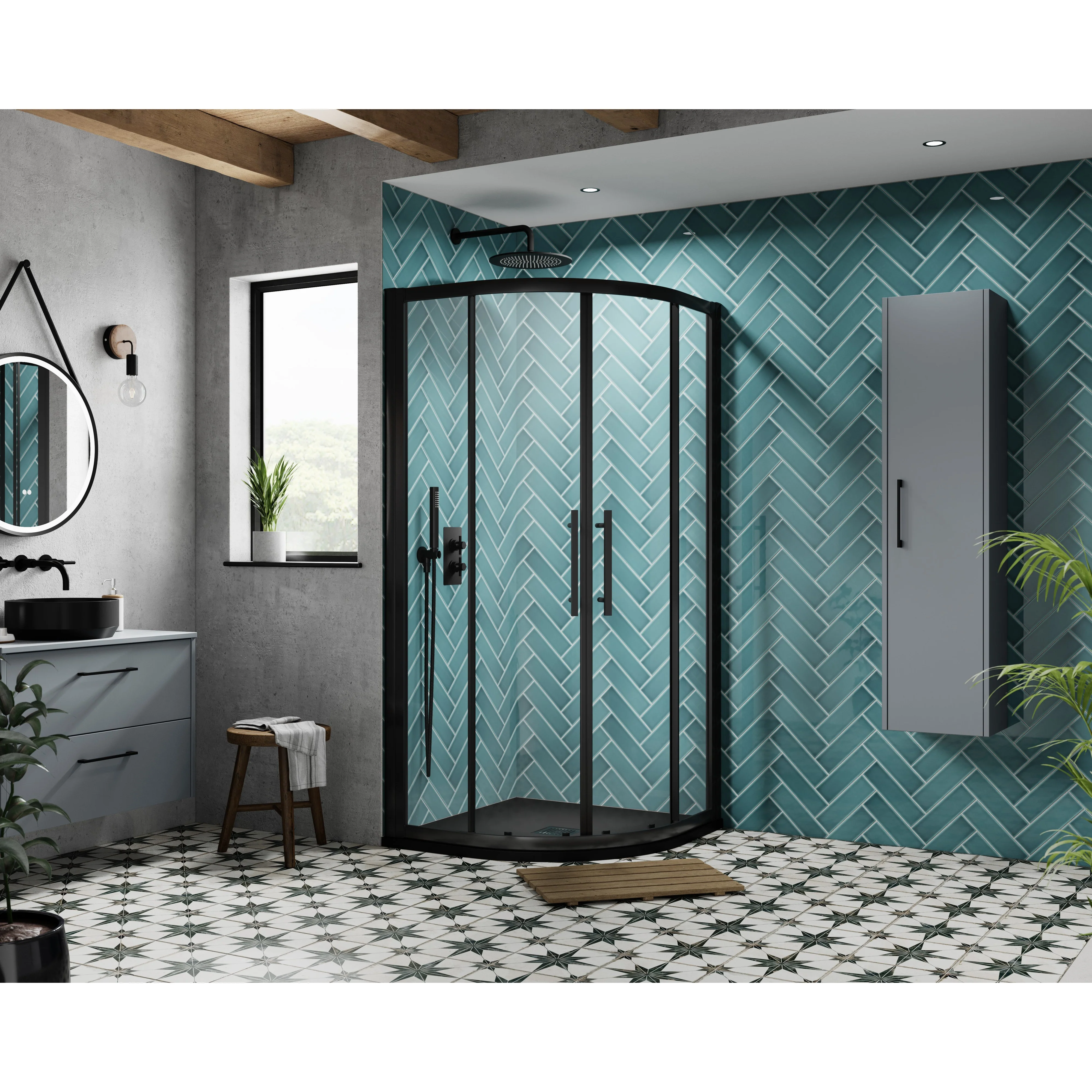 Hudson Reed Apex 1000mm Quadrant - Matt Black - Image 2