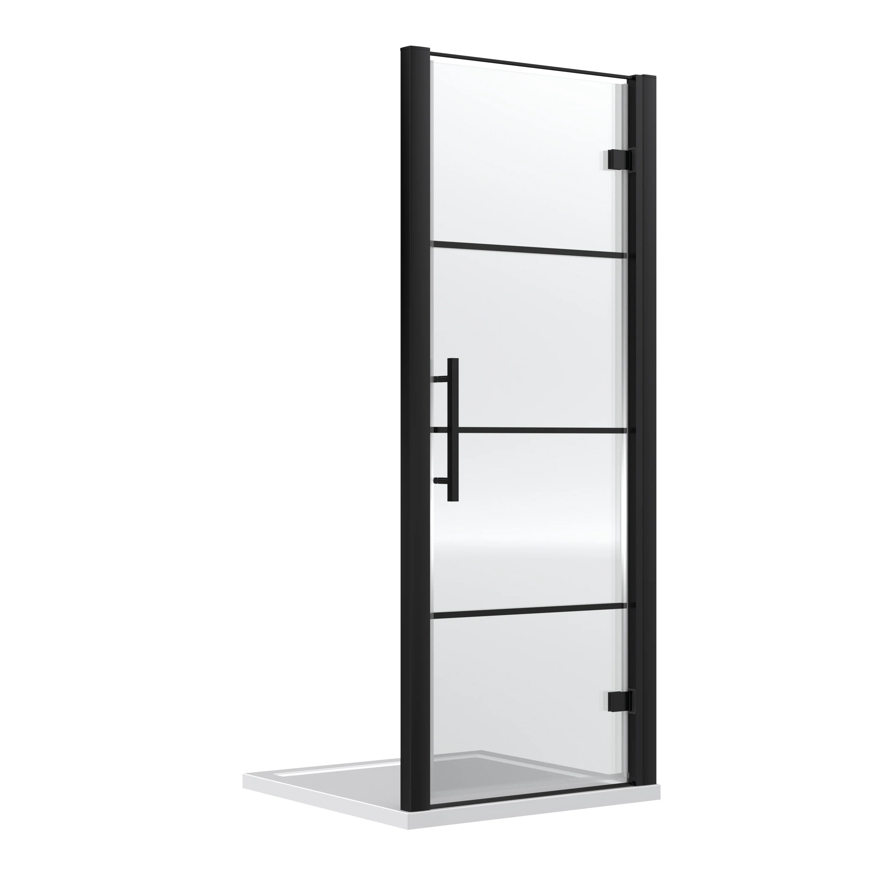 Hudson Reed Apex 8mm Glass 900mm Hinged Shower Door - Matt Black - Image 2