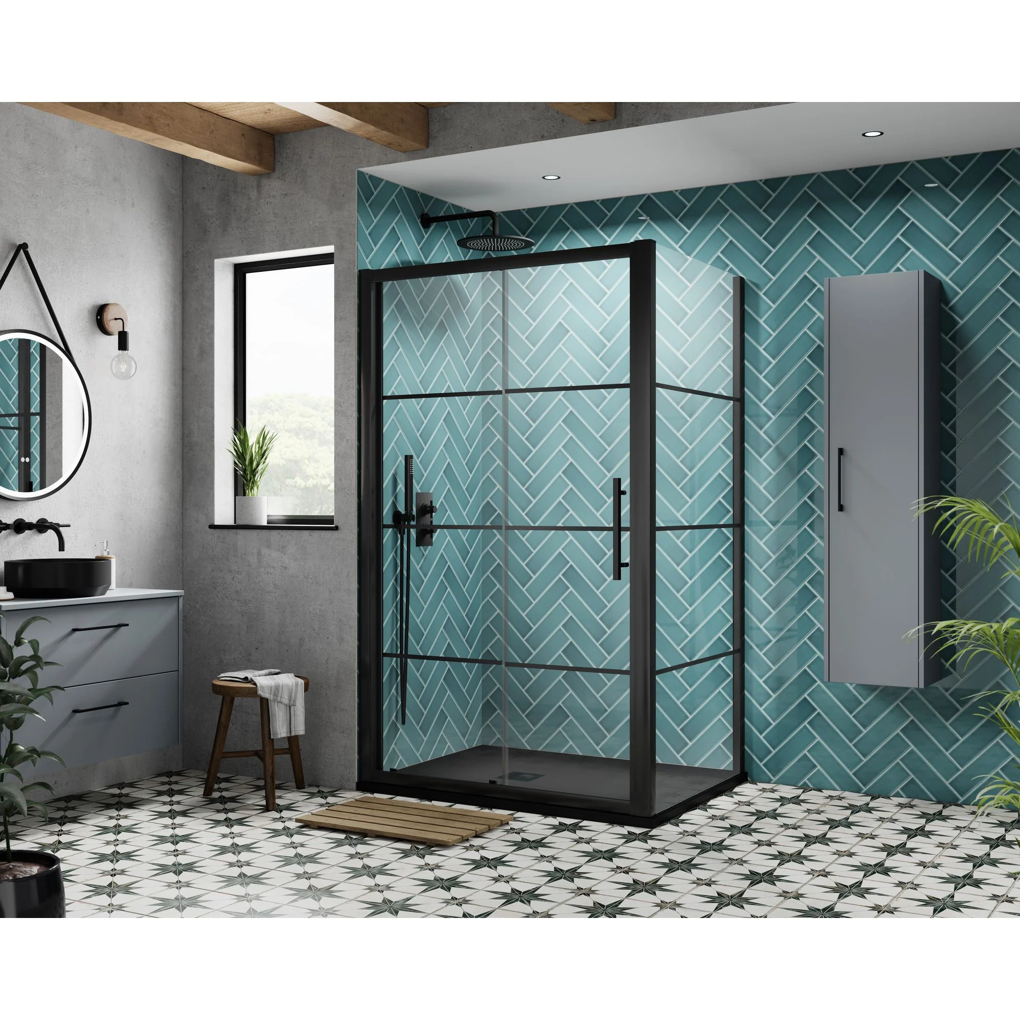 Hudson Reed Apex 900mm Side Panel - Matt Black - Image 3