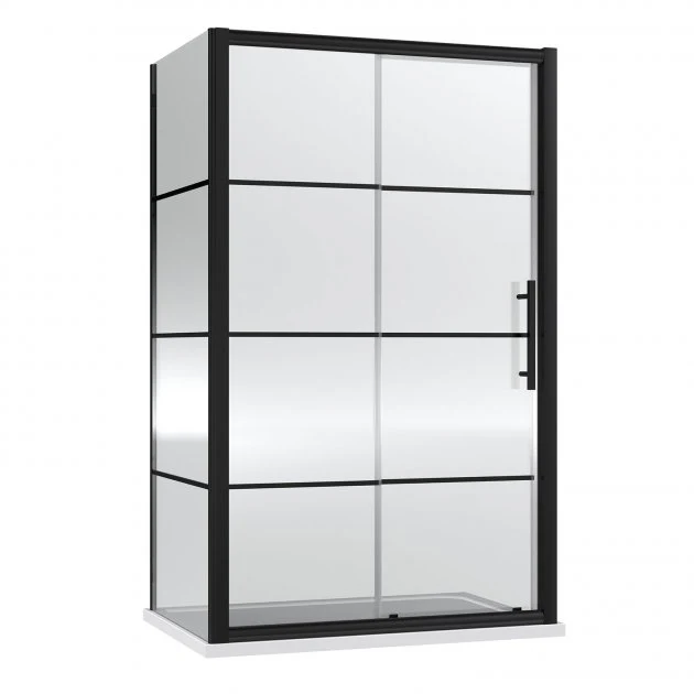 Hudson Reed Apex 8mm Glass Matt Black Sliding Shower Enclosure - 1200 x 800mm - Image 2