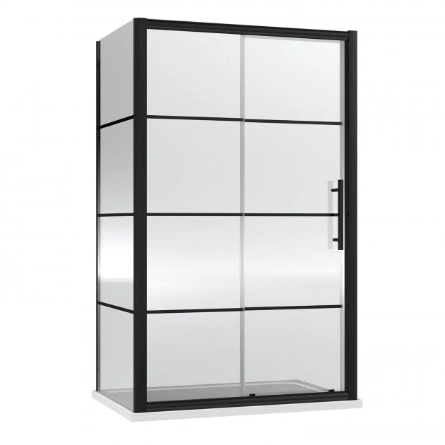 Hudson Reed Apex 8mm Glass Matt Black Sliding Shower Enclosure - 1200 x 900mm - Image 2